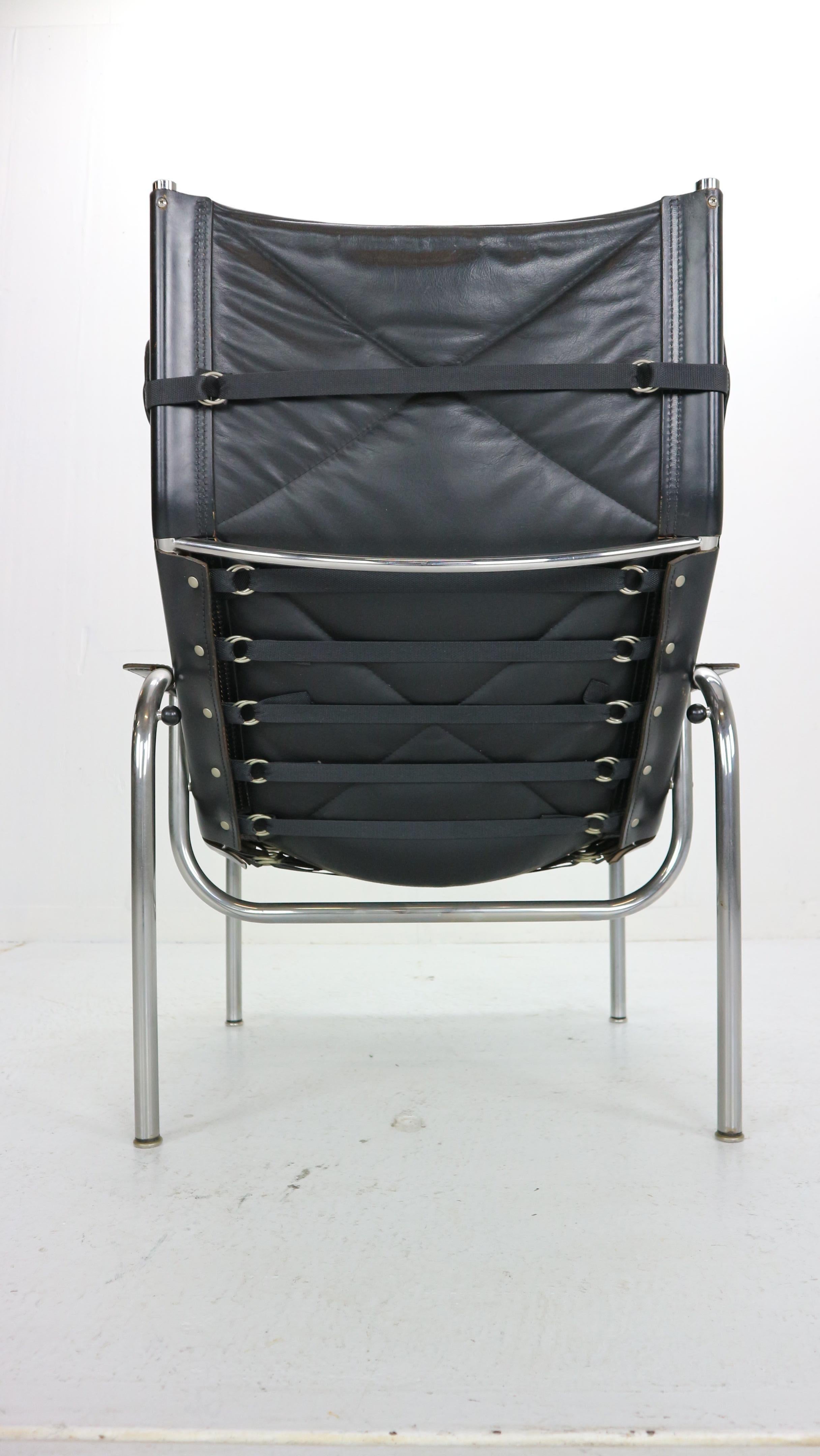 Hans Eichenberger Chrome and Leather Easy Chair for Strassle, 1978 Switzerland 1