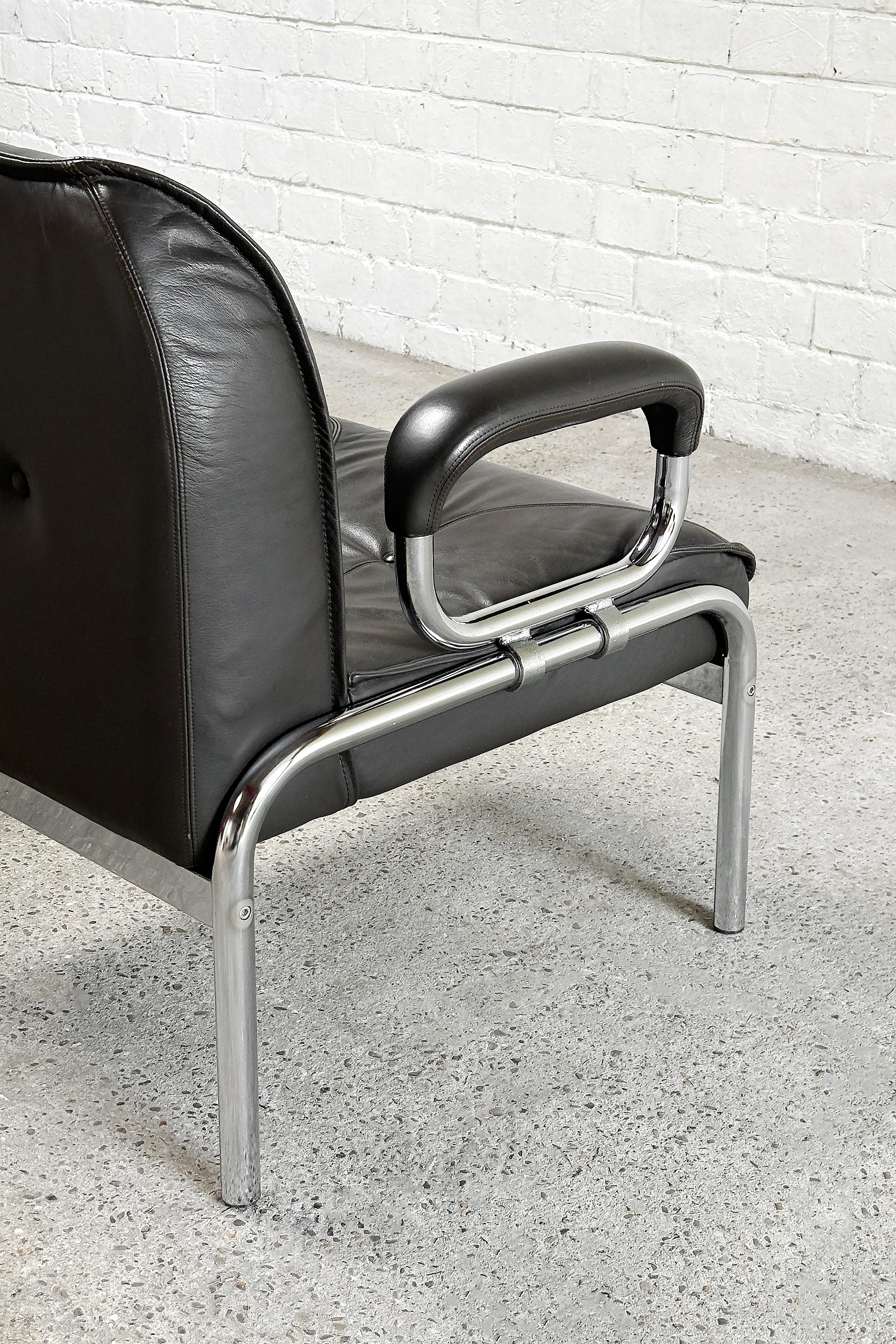 Hans Eichenberger 'Eurochair' Leather Lounge Chairs for Girsberger, 1970s For Sale 5