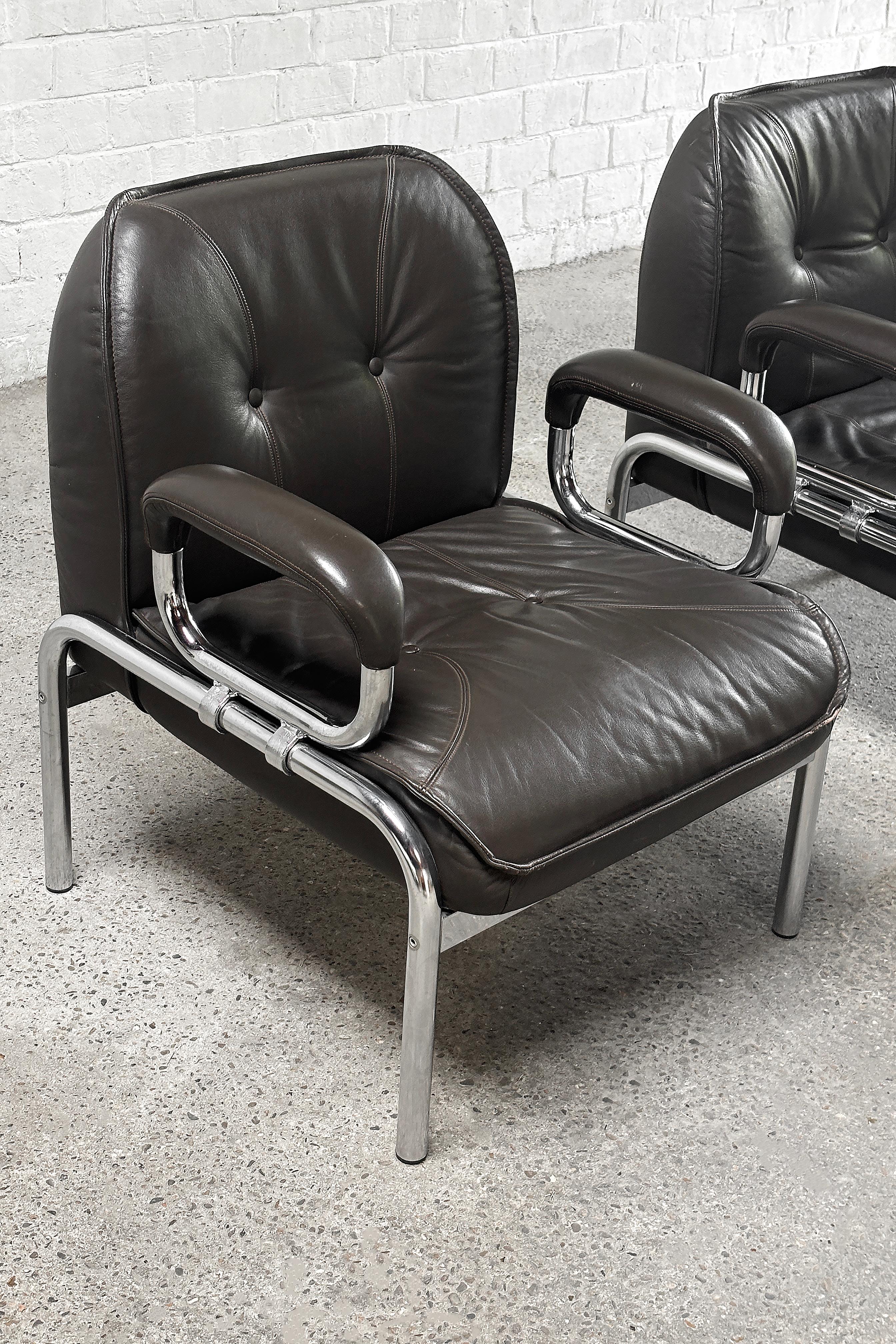 Hans Eichenberger 'Eurochair' Leather Lounge Chairs for Girsberger, 1970s In Good Condition For Sale In Antwerp, Antwerp