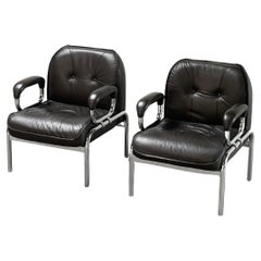 Hans Eichenberger Sillas de salón de cuero 'Eurochair' para Girsberger, años 70