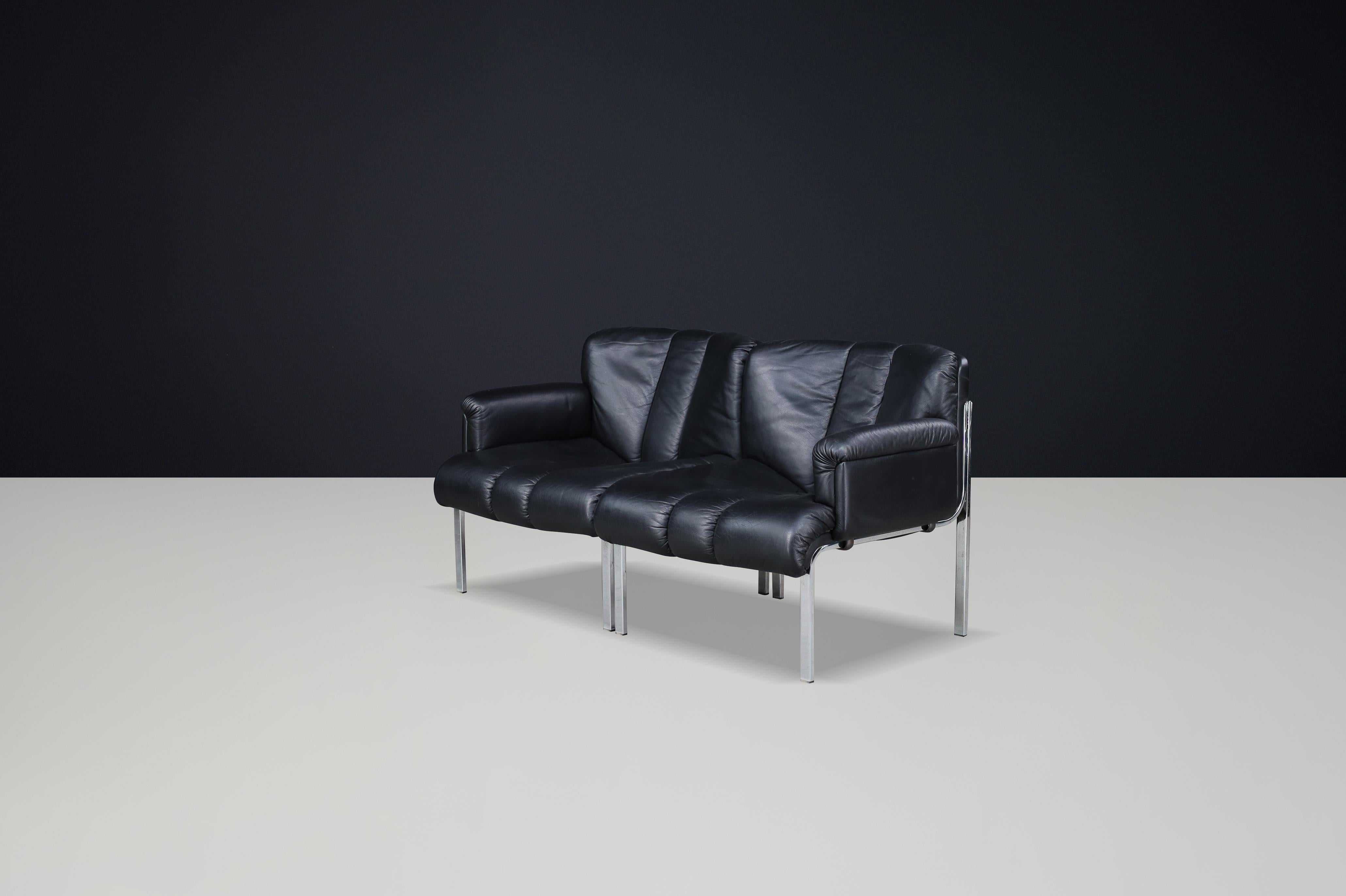 Hans Eichenberger pour Girsberger 'Eurochair' en cuir noir, Suisse, 1970 - Ensemble de 2 (2 Ensembles Disponibles)

Cette paire de chaises longues 