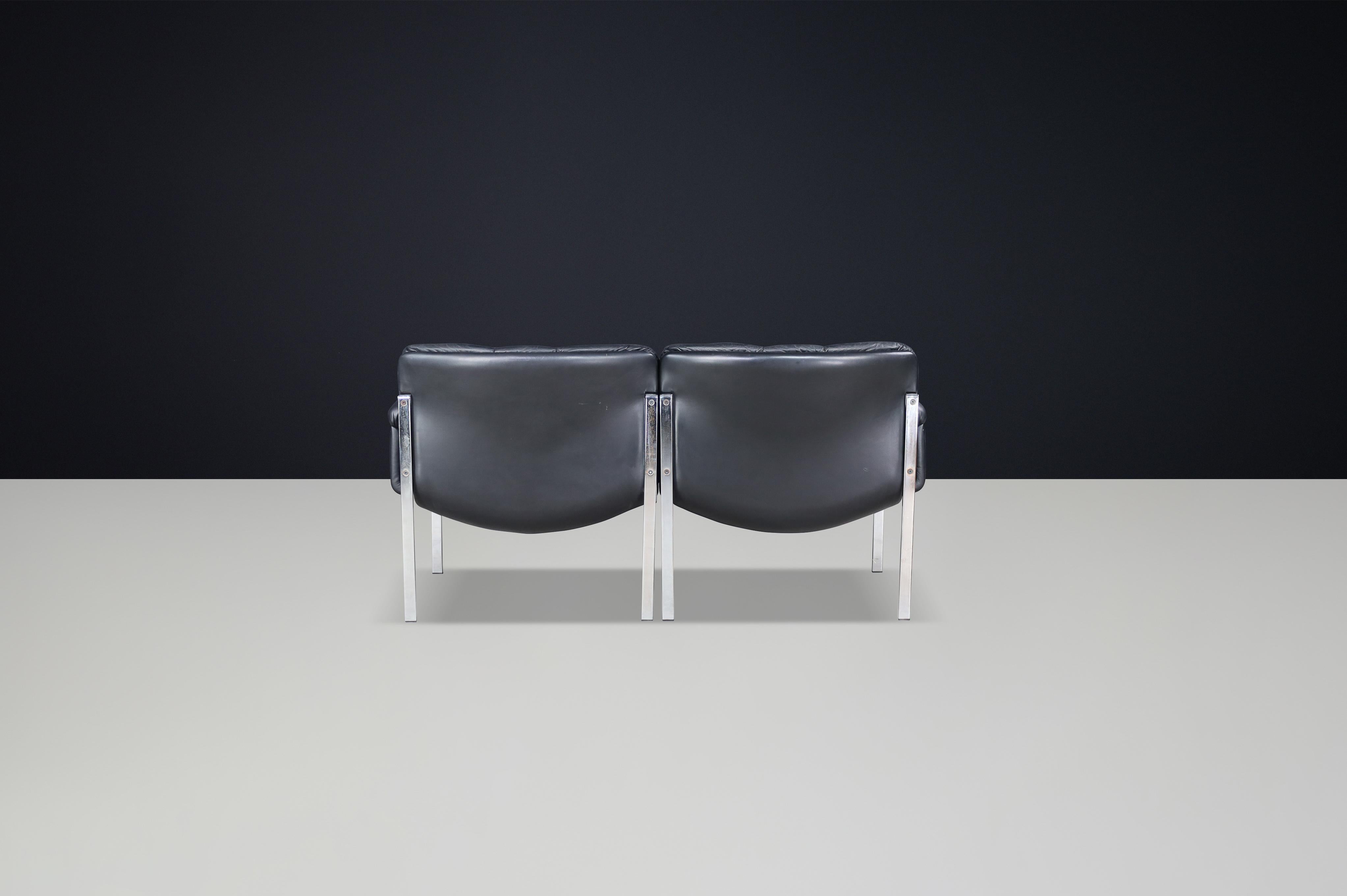 Hans Eichenberger pour Girsberger, fauteuil en cuir noir, Suisse, 1970 en vente 1