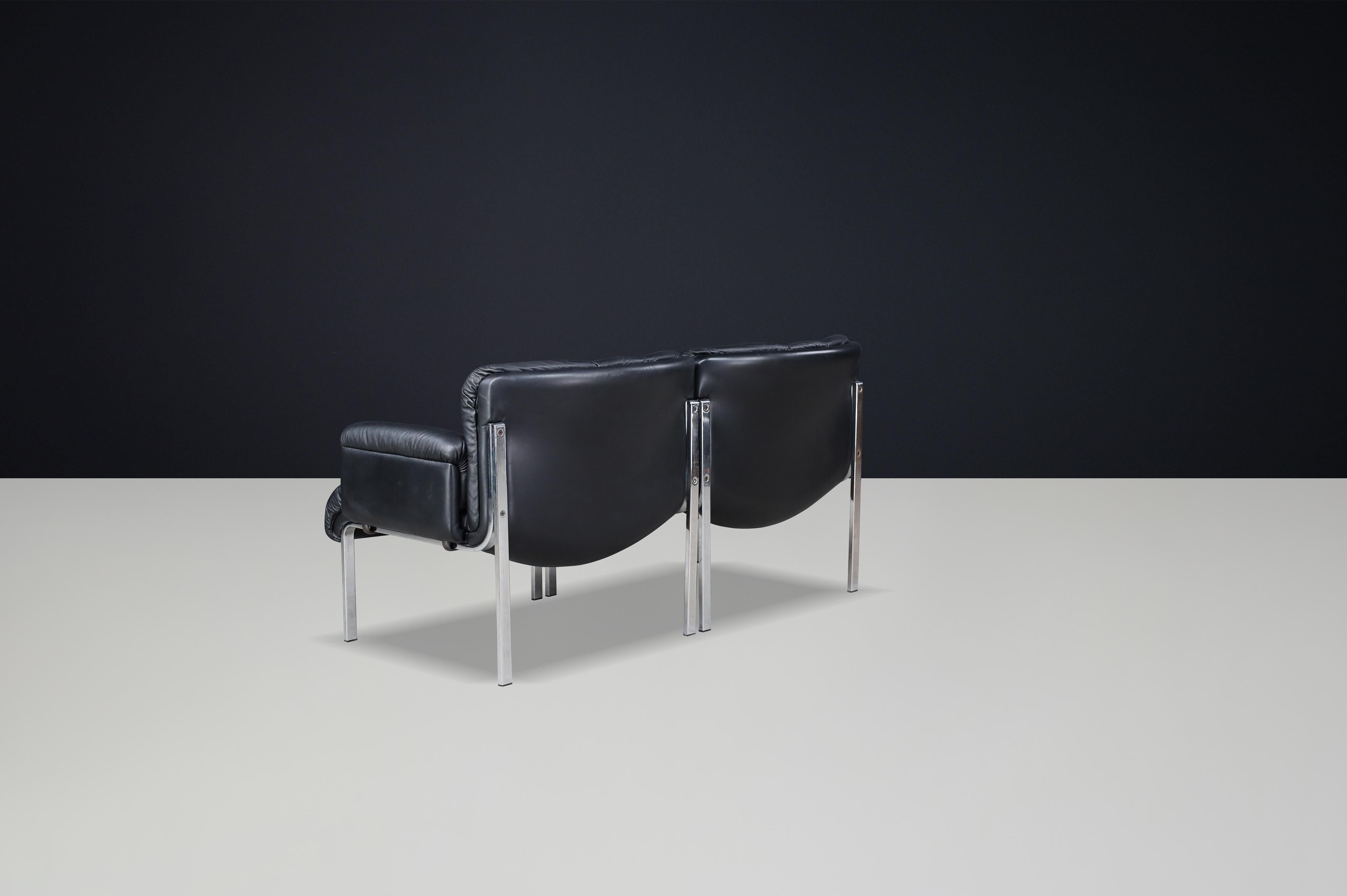 Hans Eichenberger pour Girsberger, fauteuil en cuir noir, Suisse, 1970 en vente 3