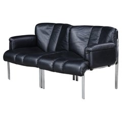 Hans Eichenberger for Girsberger ‘Eurochair’ in Black Leather, Switzerland, 1970