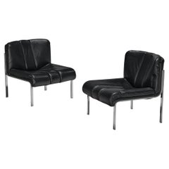 Hans Eichenberger für Girsberger 'Eurochairs' in schwarzem Leder