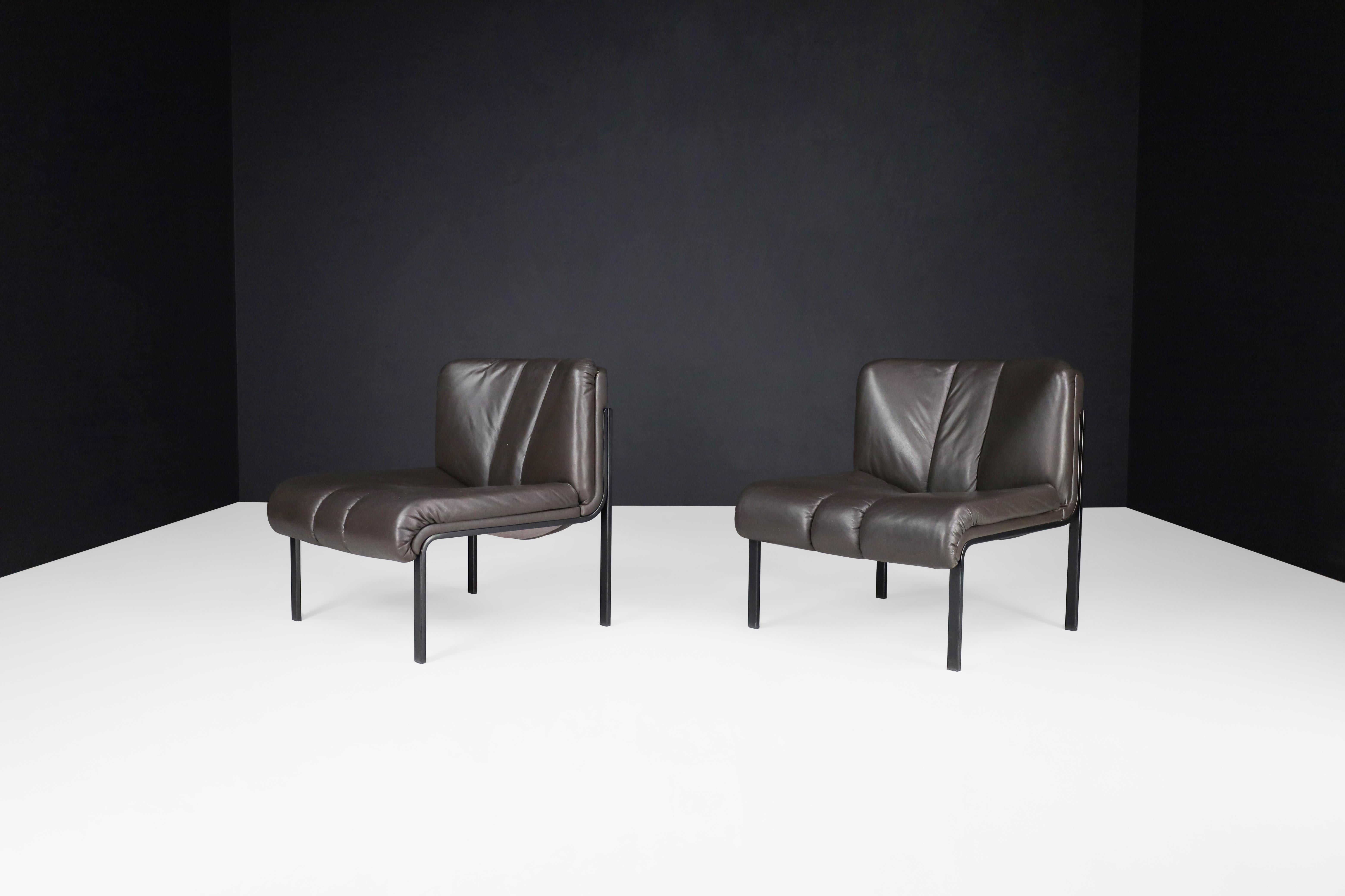 Hans Eichenberger für Girsberger 'Eurochairs' in Leder, Schweiz 1970er Jahre (Moderne der Mitte des Jahrhunderts) im Angebot