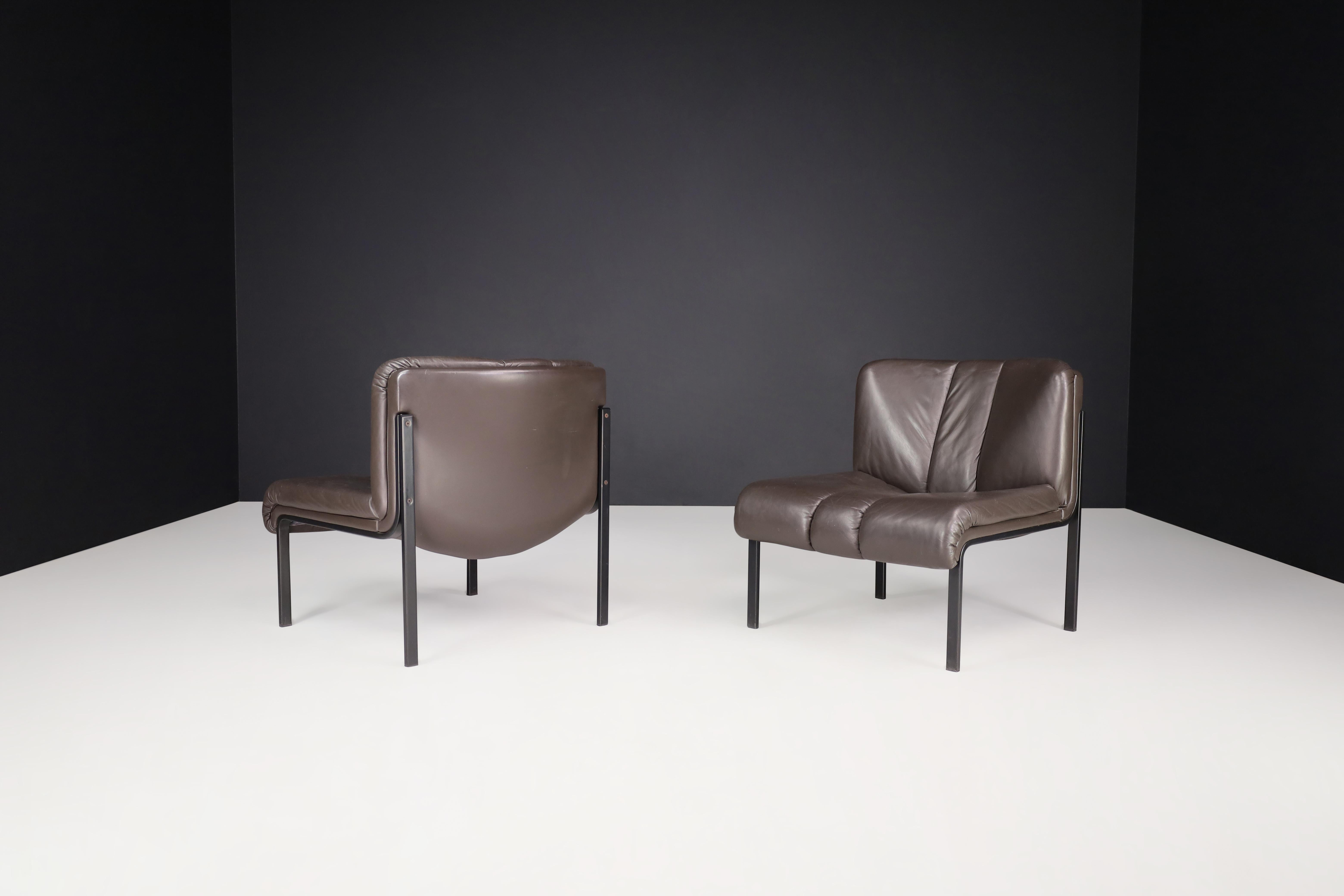 Hans Eichenberger für Girsberger 'Eurochairs' in Leder, Schweiz 1970er Jahre (Stahl) im Angebot