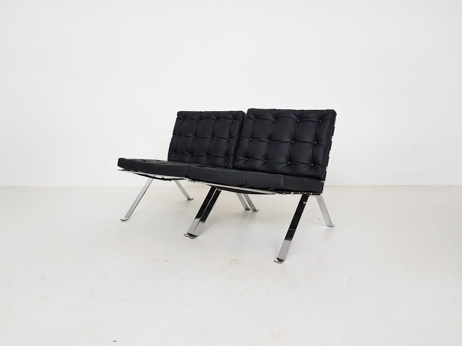 Mid-Century Modern Fauteuils de salon ou fauteuils en cuir Hans Eichenberger pour Girsberger, Suisse 1966 en vente