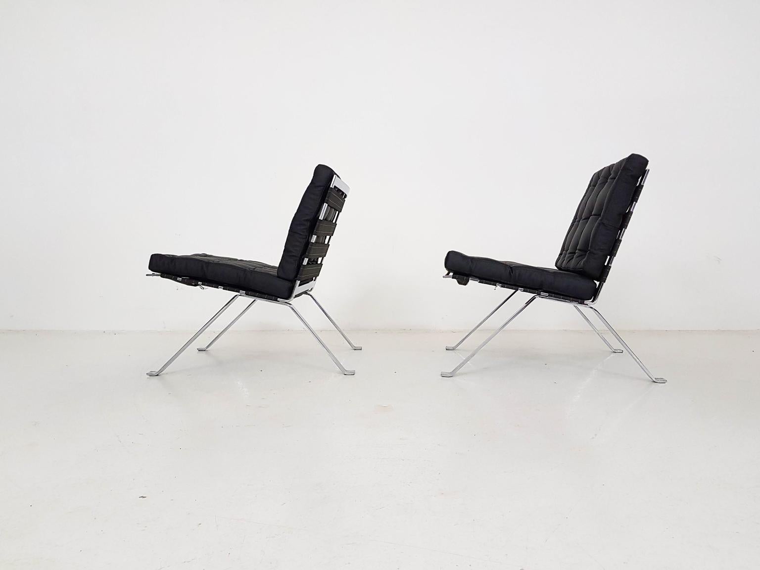 Norvégien Fauteuils de salon ou fauteuils en cuir Hans Eichenberger pour Girsberger, Suisse 1966 en vente