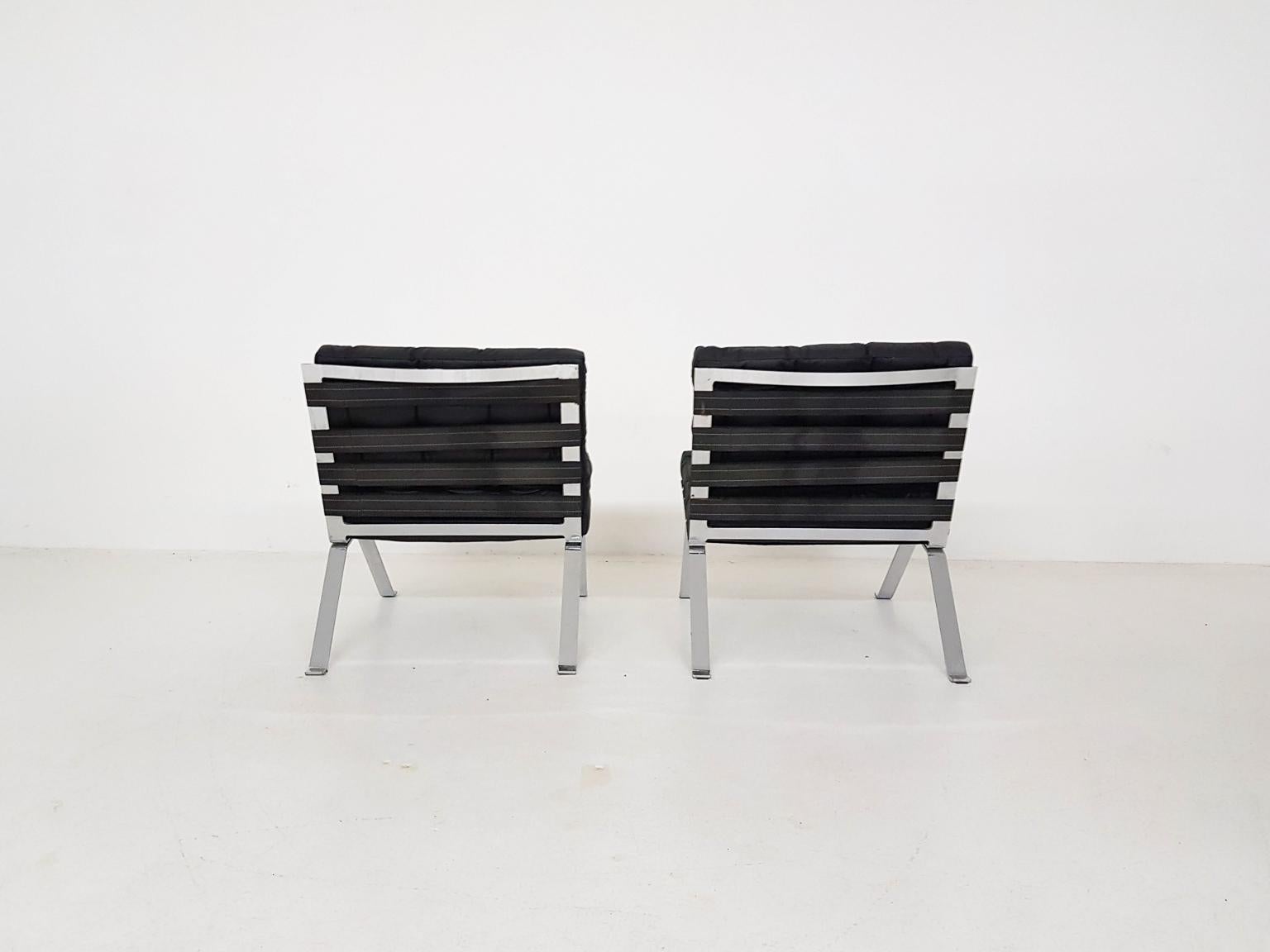 Mid-Century Modern Hans Eichenberger for Girsberger Leather Lounge or Easy Chairs, Switzerland 1966 For Sale