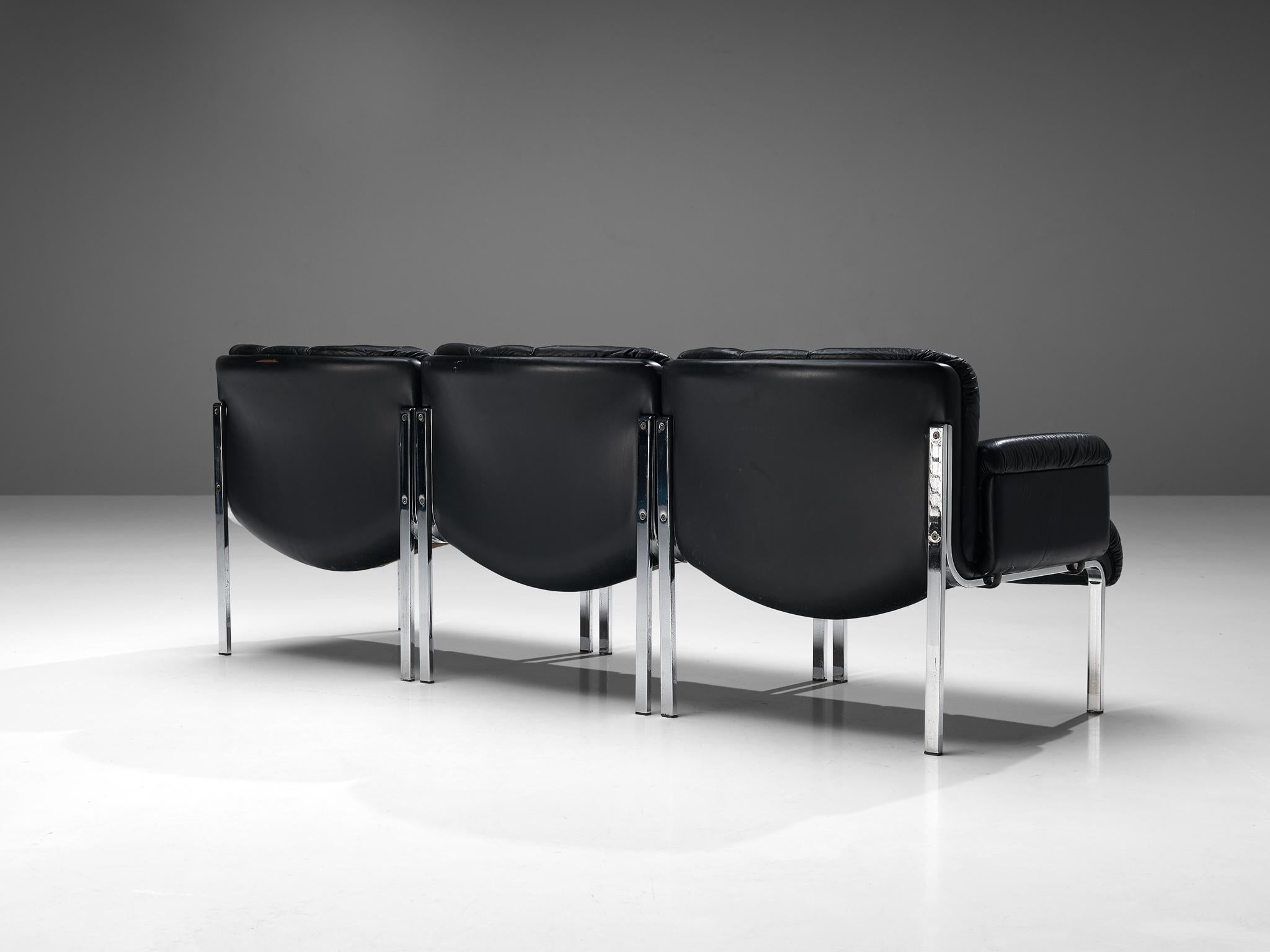 Late 20th Century Hans Eichenberger for Girsberger Modular Sofa in Black Leather