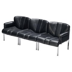 Hans Eichenberger for Girsberger Modular Sofa in Black Leather