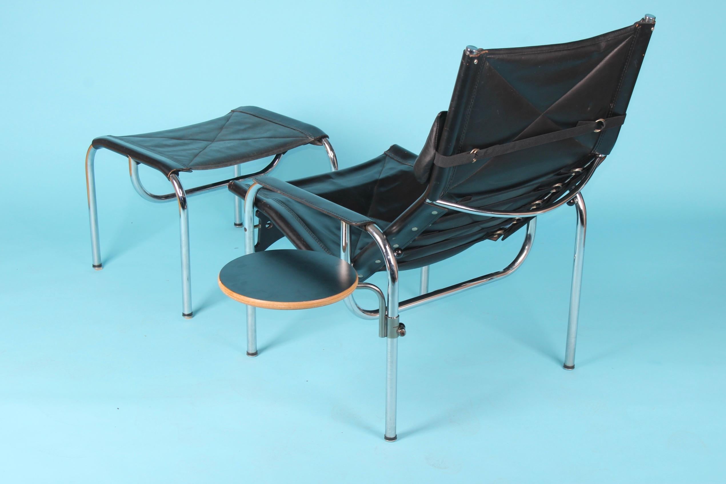 Hans Eichenberger lounge chair and ottoman, Switzerland, 1960s, the ottoman patina is little different more used see photo depth with out ottoman 100 cm.