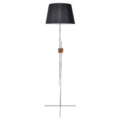 Hans Eichenberger - Lampadaire ajustable en chrome et noyer du milieu du siècle dernier