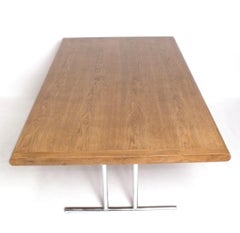 Hans Eichenberger Oak & Chrome Dining Table Mid Century Modern Desk