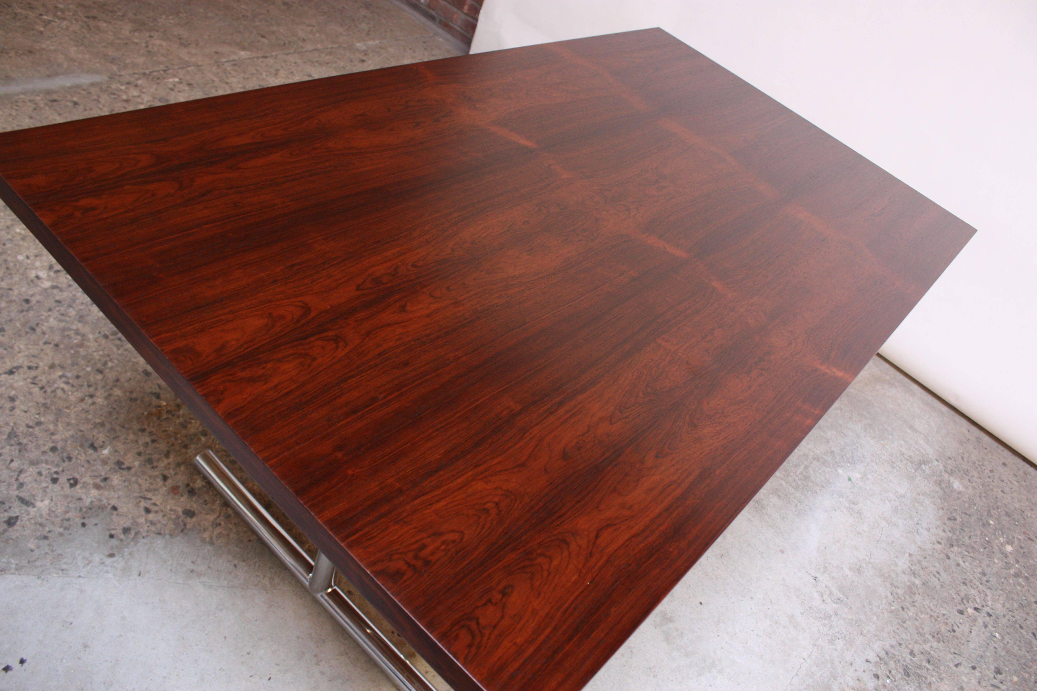 Hans Eichenberger 'Omega' Table in Rosewood and Chrome In Excellent Condition In Brooklyn, NY