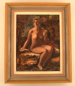 Hans Ekegardh, Swedish Artist, Oil on Canvas, Seated Nude Model
