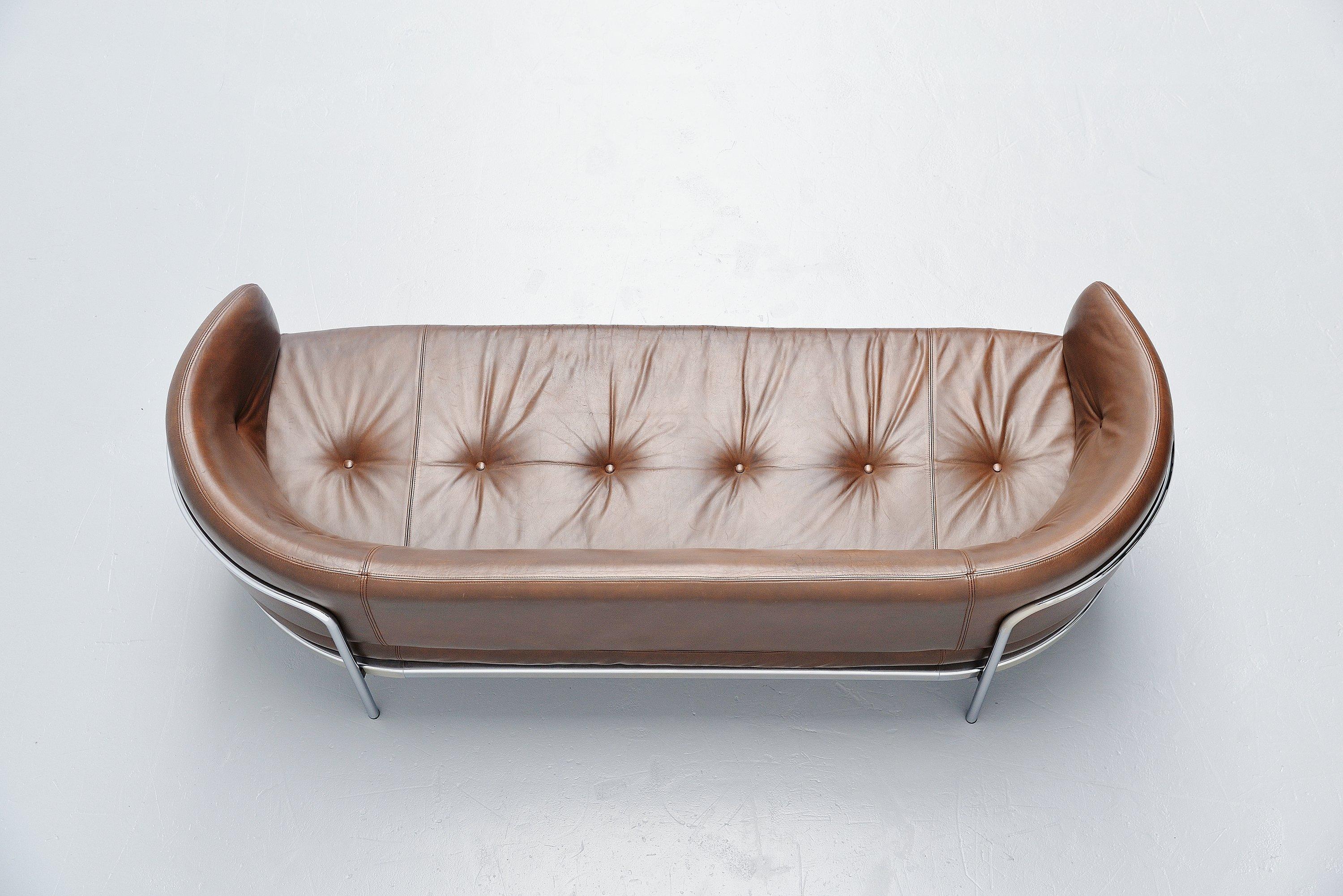 Plated Hans Ell BZ19 Lounge Sofa 't Spectrum, Holland, 1970