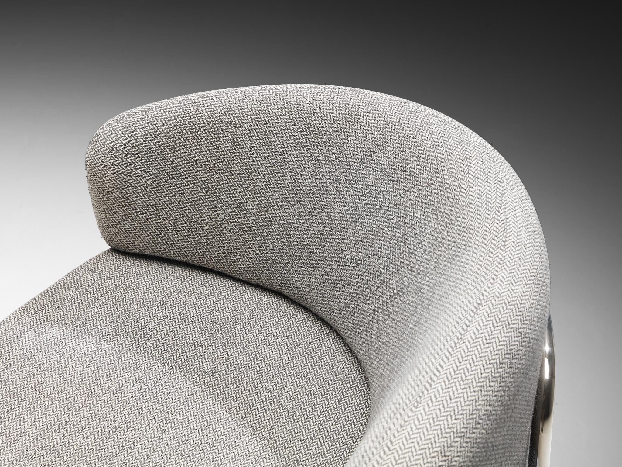 Mid-Century Modern Hans Ell for 't Spectrum Settee in Chrome and Grey Upholstery For Sale