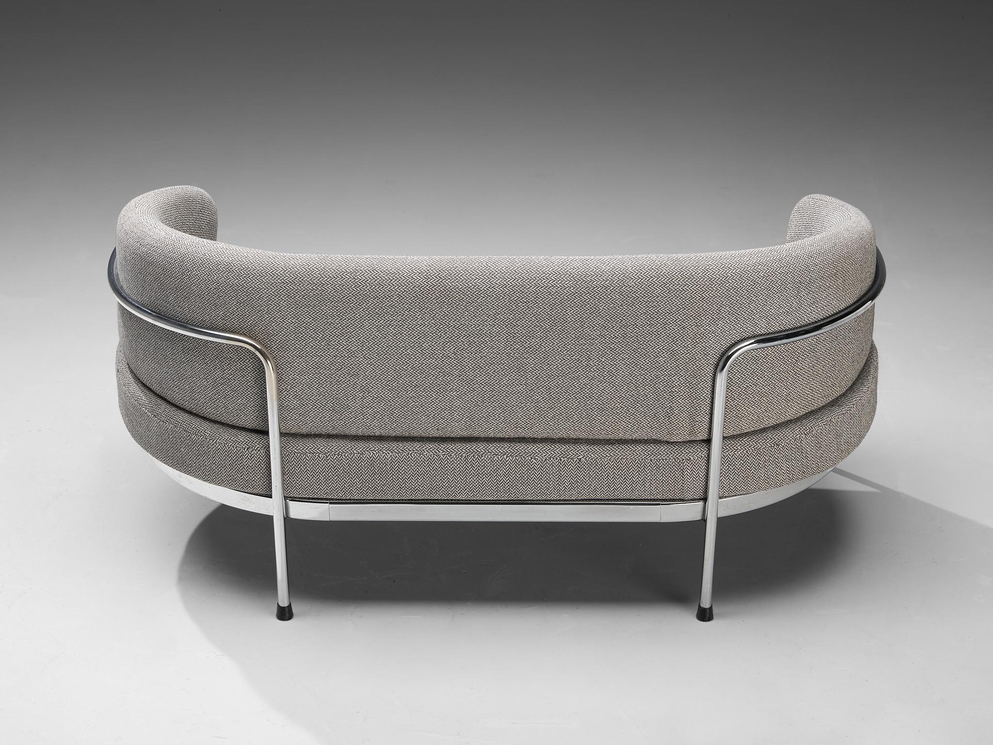 Late 20th Century Hans Ell for 't Spectrum Settee in Chrome and Grey Upholstery For Sale
