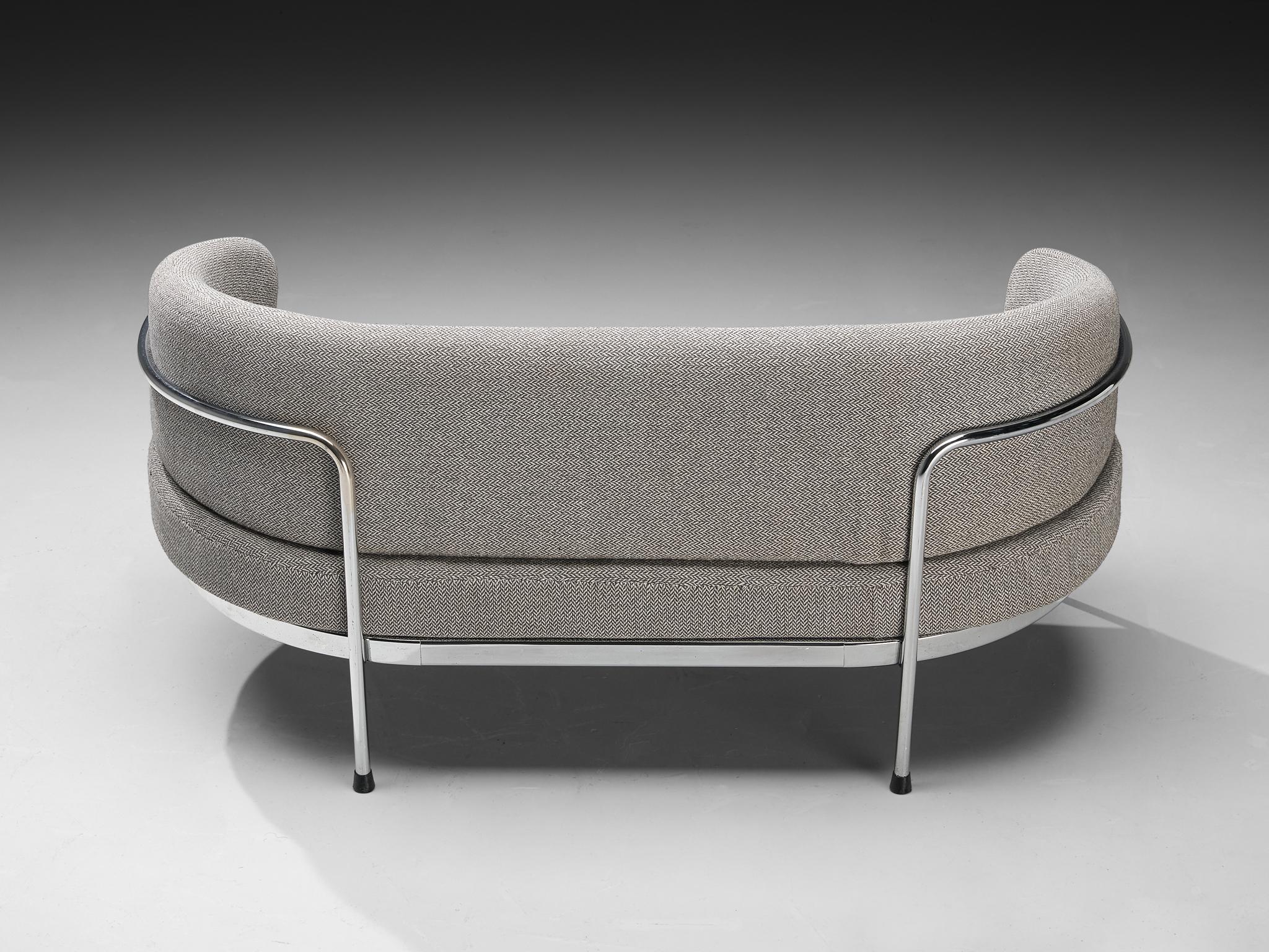Late 20th Century Hans Ell for 't Spectrum Settee in Chrome and Grey Upholstery For Sale