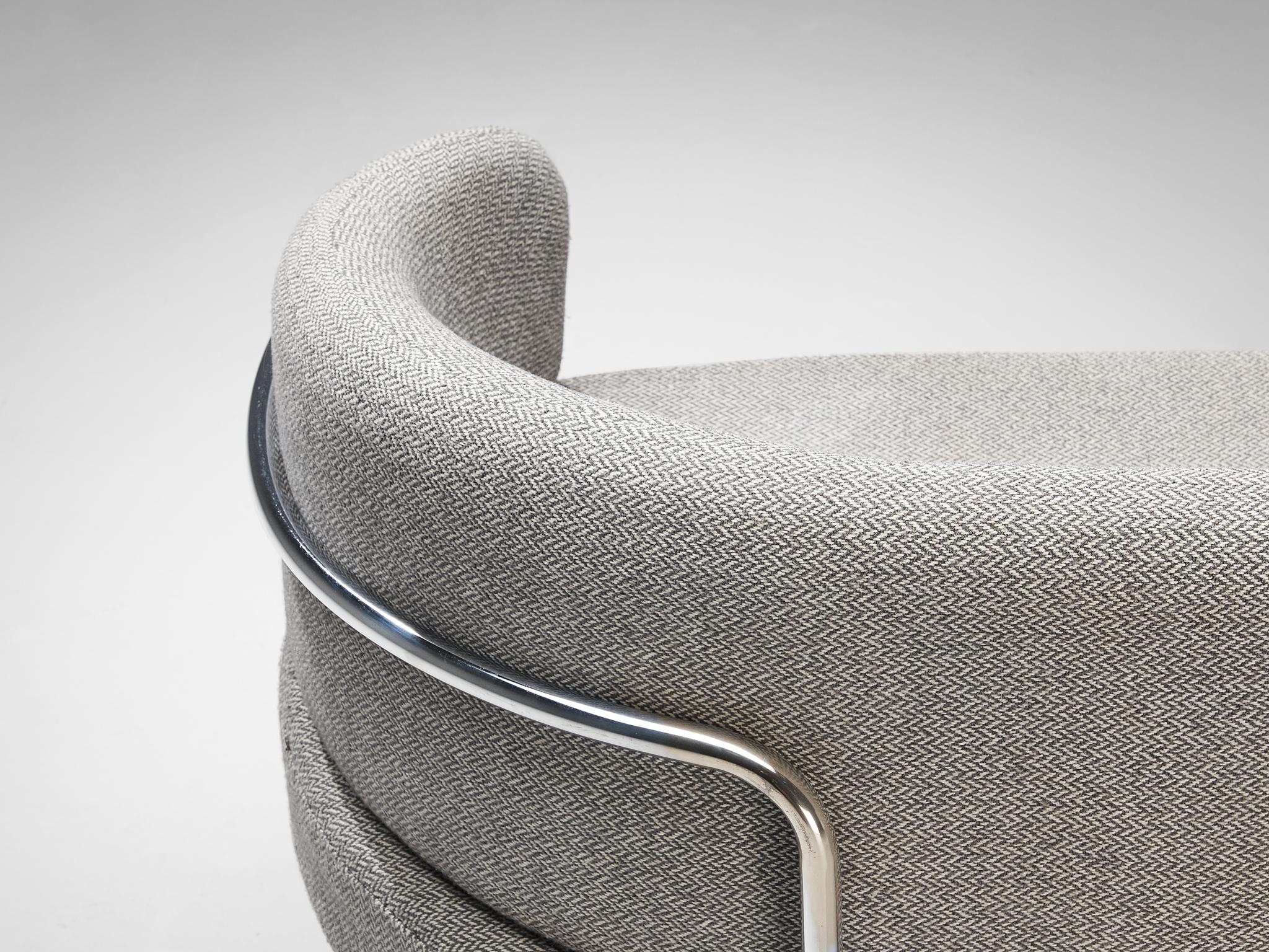 Fabric Hans Ell for 't Spectrum Settee in Chrome and Grey Upholstery For Sale
