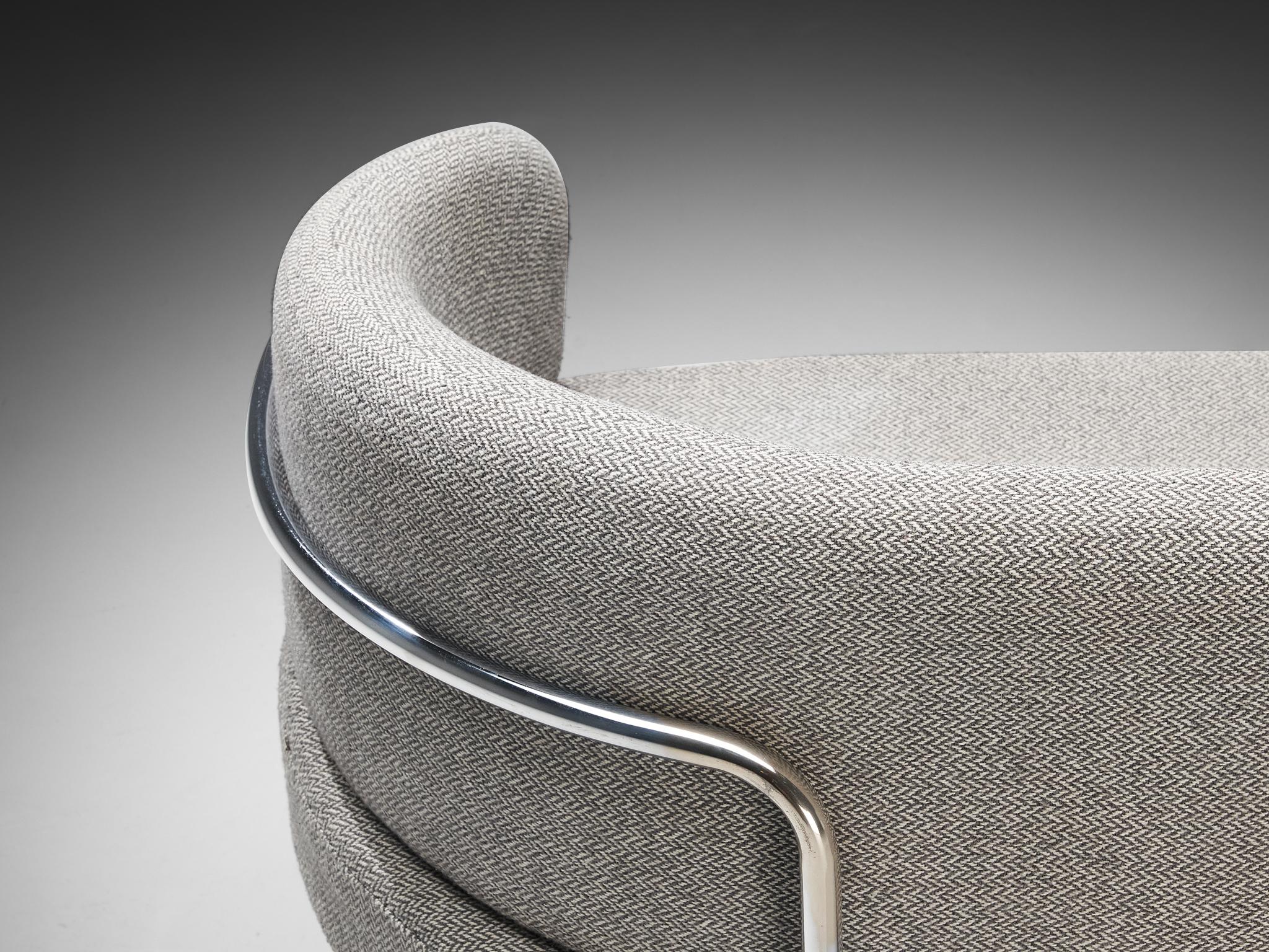 Fabric Hans Ell for 't Spectrum Settee in Chrome and Grey Upholstery For Sale