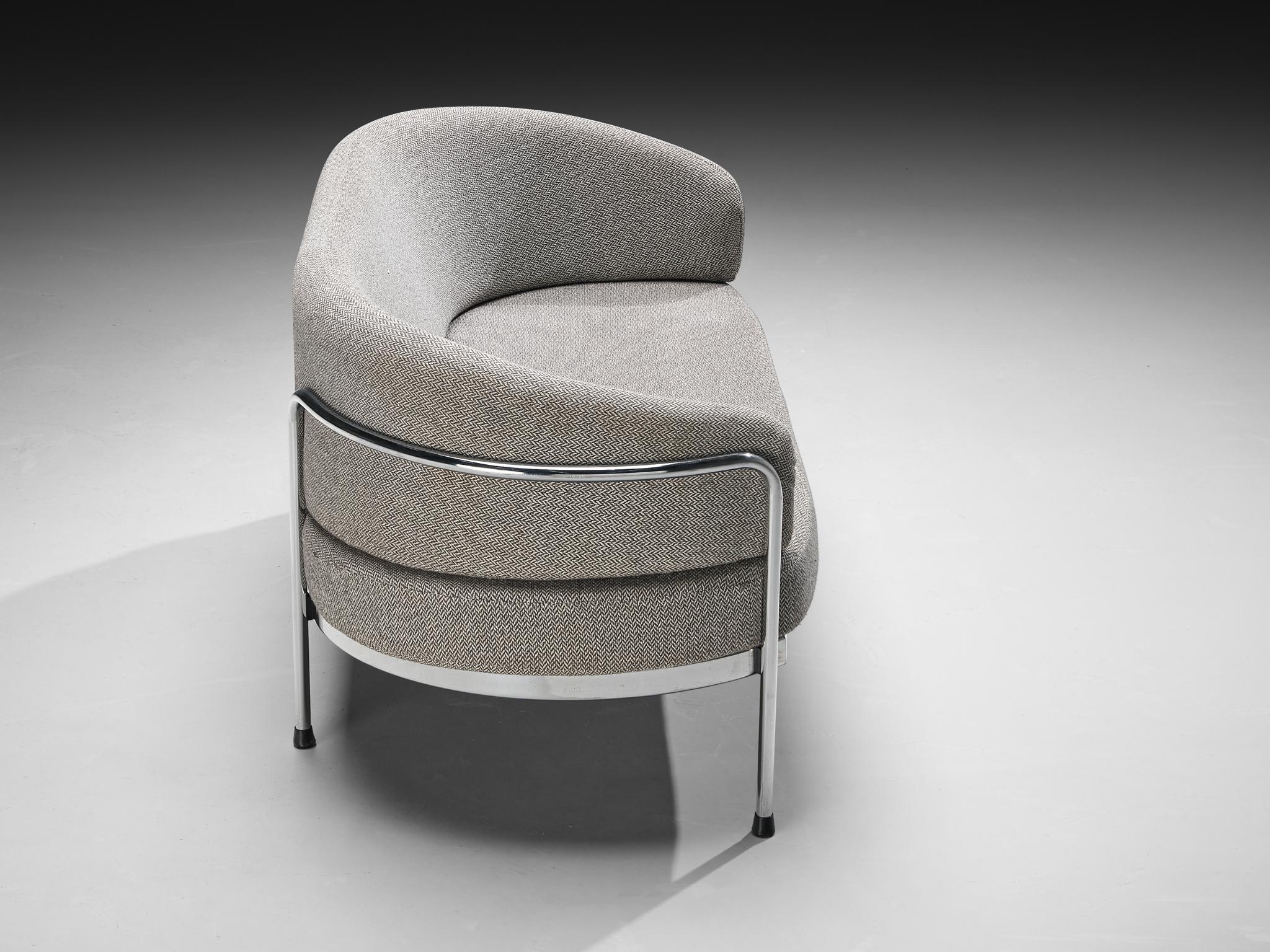 Hans Ell for 't Spectrum Settee in Chrome and Grey Upholstery For Sale 1