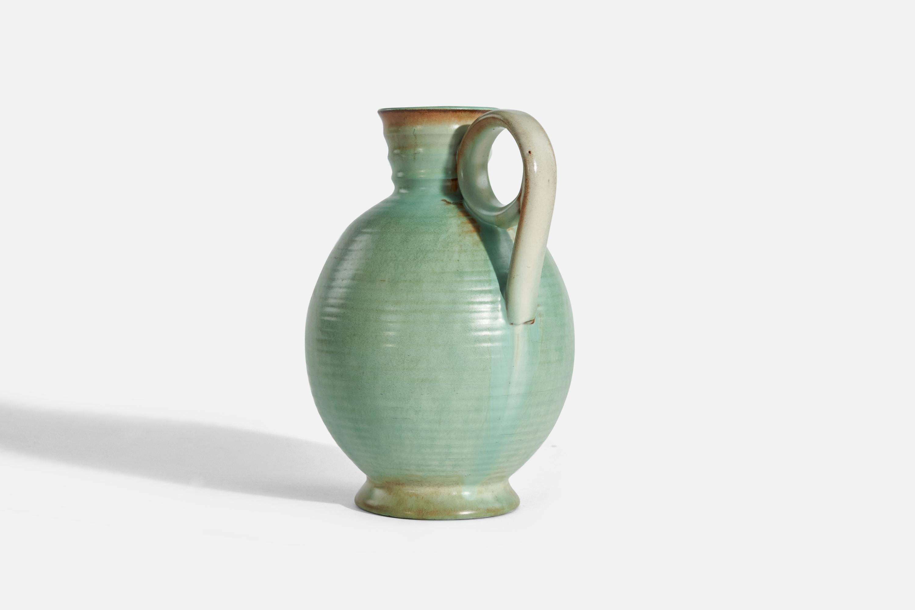 Swedish Hans Erik Rosenkvist, Vase, Green Stoneware, A&J Höganäs, Sweden, 1930s