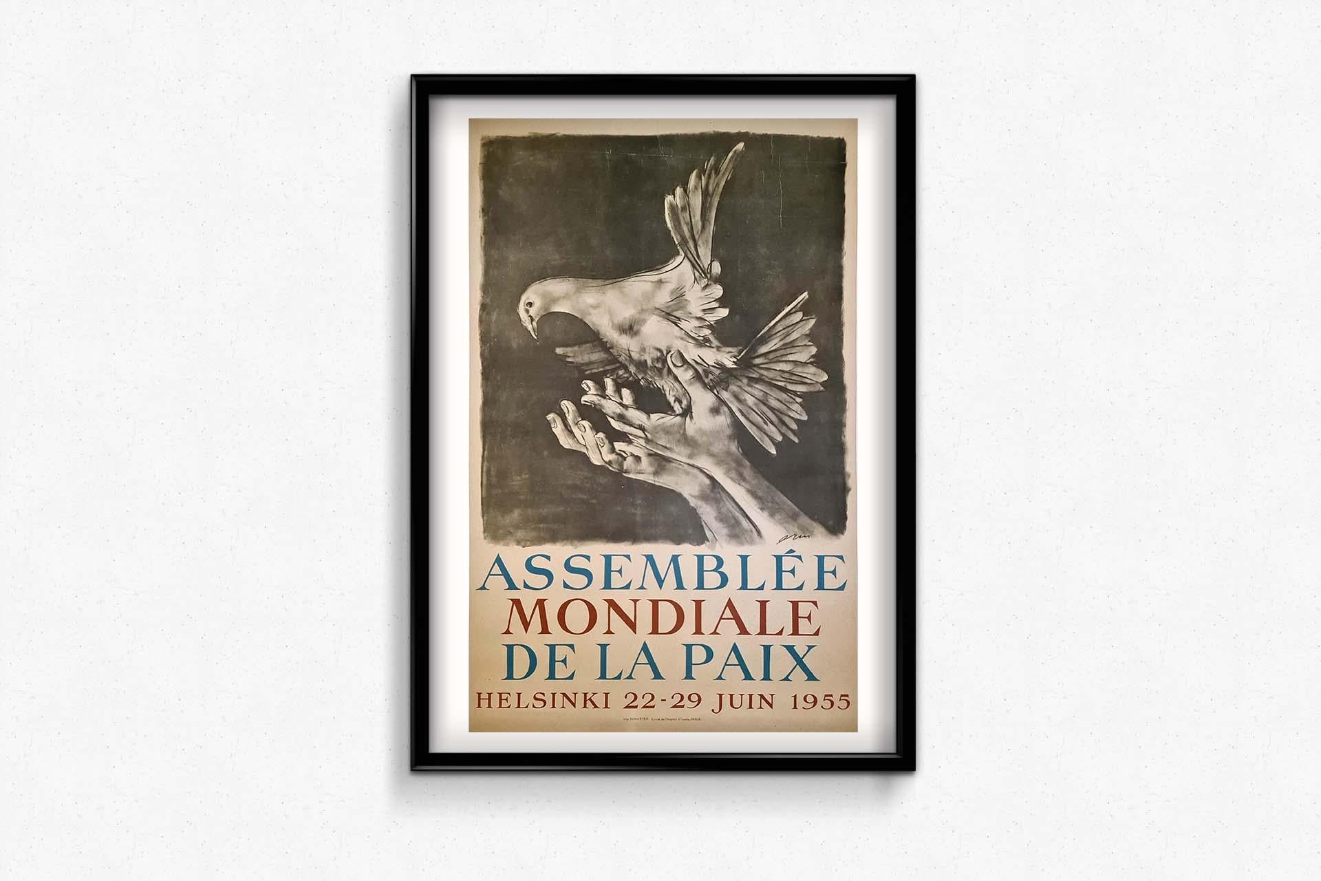 1955 original poster by Hans Erni - World Peace Assembly For Sale 3