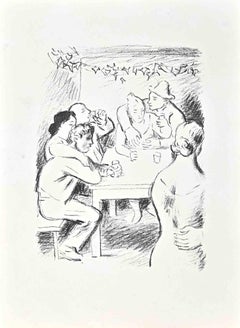 Retro At the Table - Lithograph by Hans Erni - 1960s
