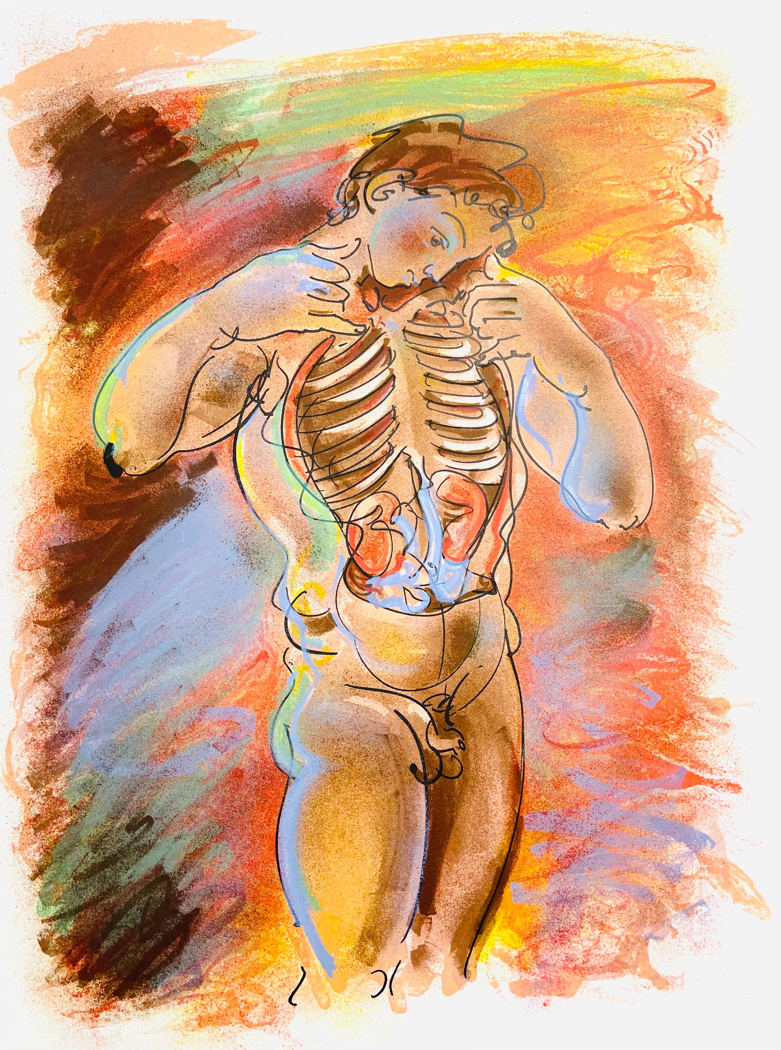 Lithographie auf Vélin Chiffon de Rives Papier. Unsigniert und nicht nummeriert, wie ausgegeben. Guter Zustand. Anmerkungen: Aus dem Folio, Réflexions Simples Sur Le Corps, Ayant Inspiré Des Lithographies Originales a Hans Erni, 1967. Herausgegeben