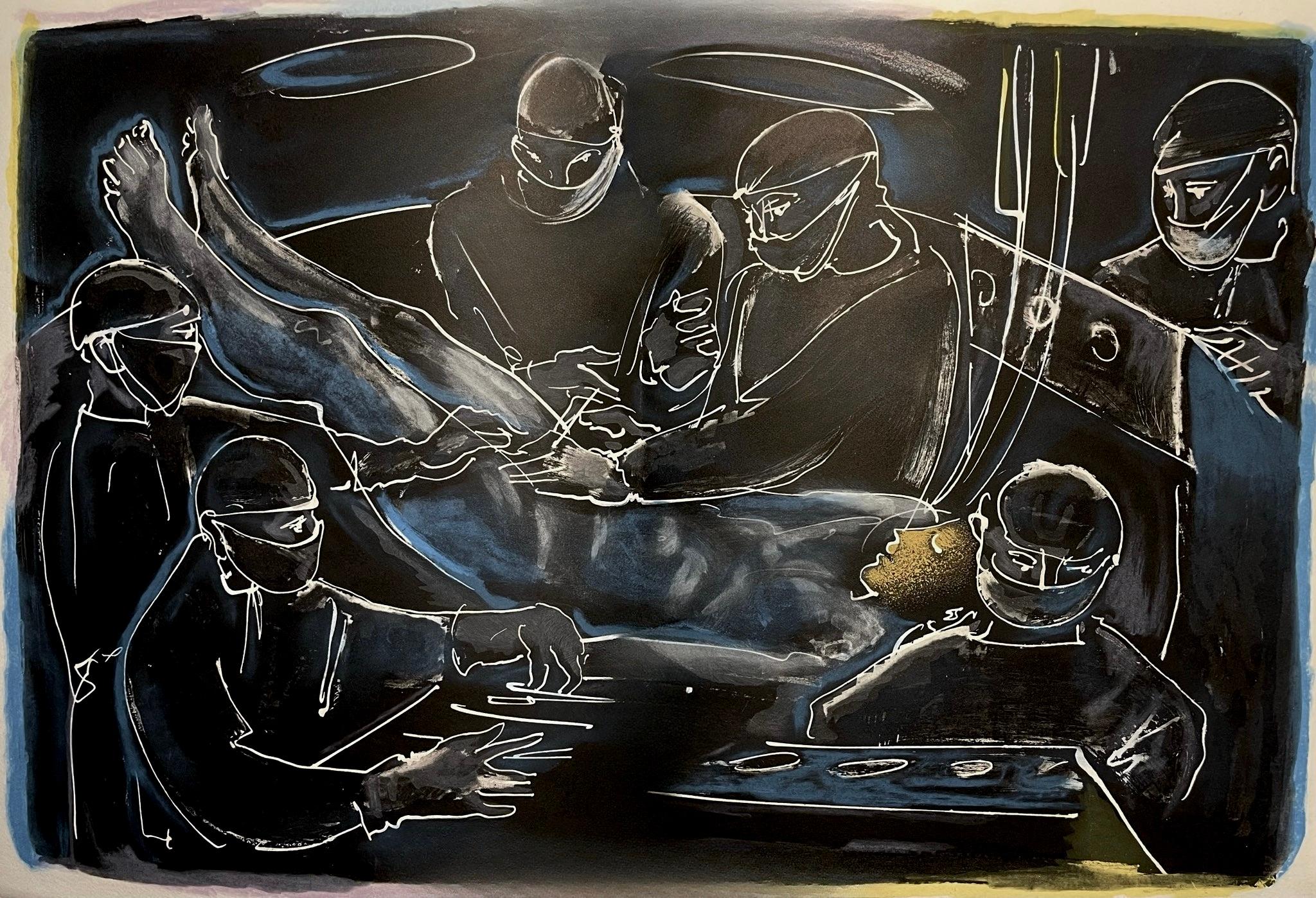Lithograph on vélin chiffon de Rives paper. Unsigned and unnumbered, as issued. Good condition, with centerfold, as issued. Notes: From the folio, Réflexions Simples Sur Le Corps, Ayant Inspiré Des Lithographies Originales a Hans Erni, 1967.