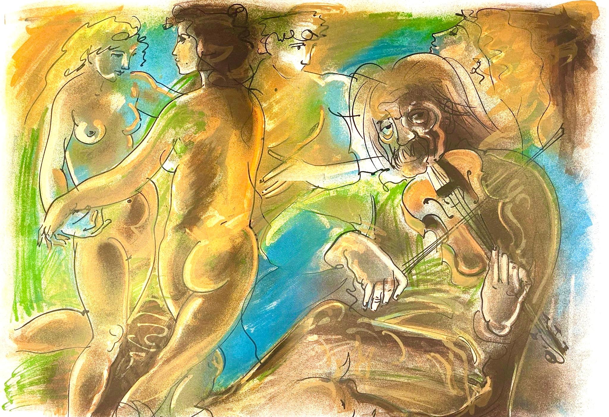 Lithographie auf Vélin Chiffon de Rives Papier. Unsigniert und nicht nummeriert, wie ausgegeben. Guter Zustand, mit Mittelfalte, wie ausgegeben. Anmerkungen: Aus dem Folio, Réflexions Simples Sur Le Corps, Ayant Inspiré Des Lithographies Originales