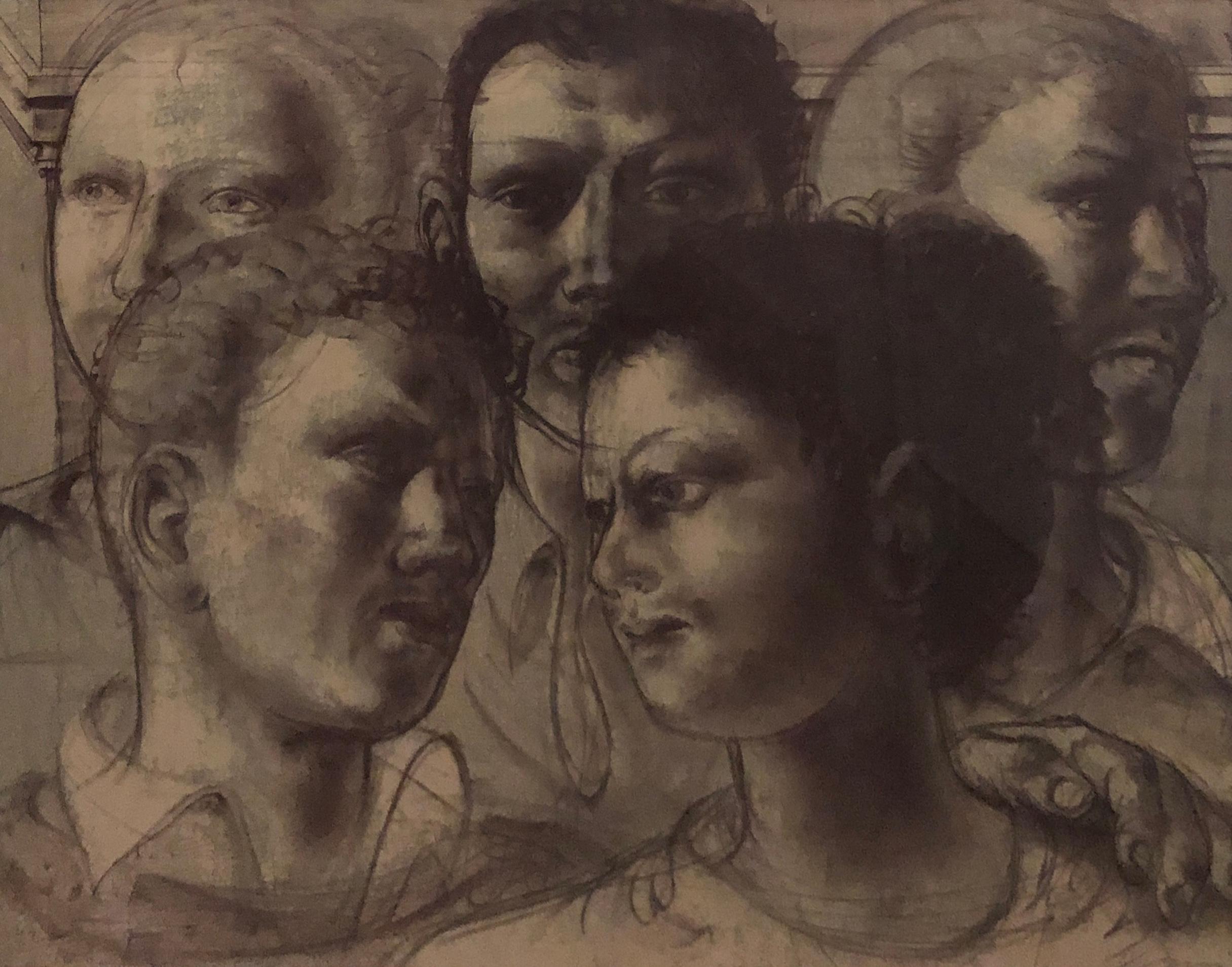 Hans Erni Figurative Print - Faces