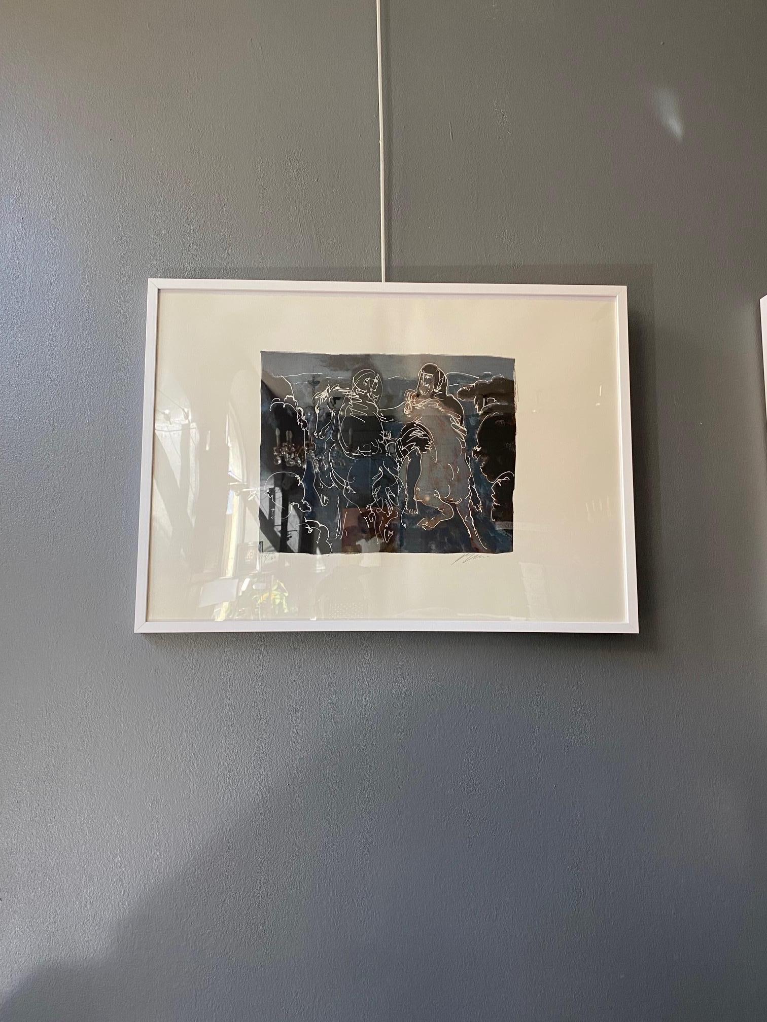 Caballos 2, Israel (1966) de Hans Erni - Litografía 50x70 cm en venta 2