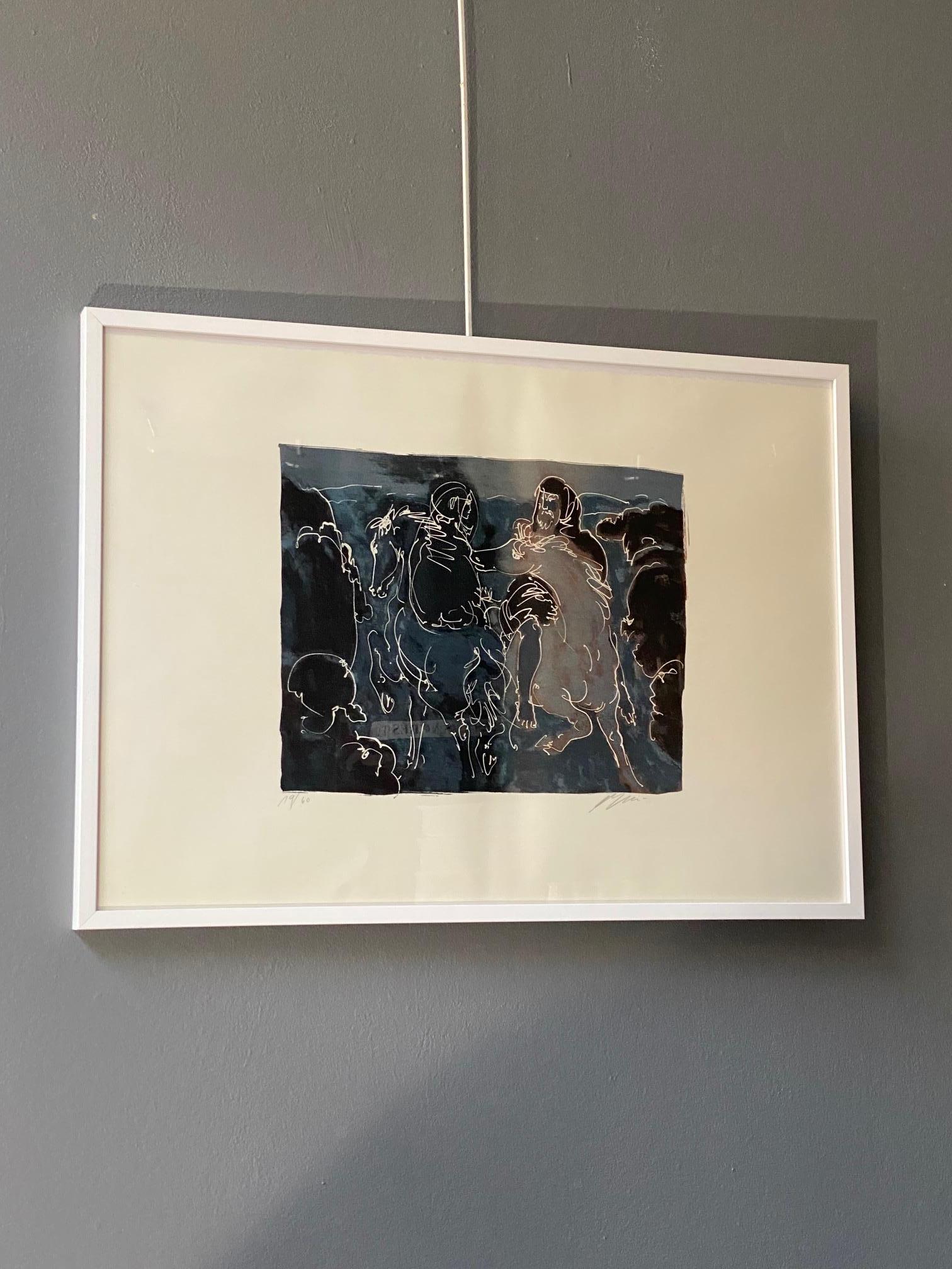 Caballos 2, Israel (1966) de Hans Erni - Litografía 50x70 cm en venta 7
