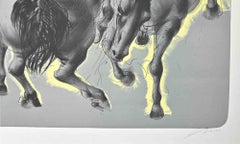 Horses - Original Lithograph by Hans Erni - Mid 20th Century
