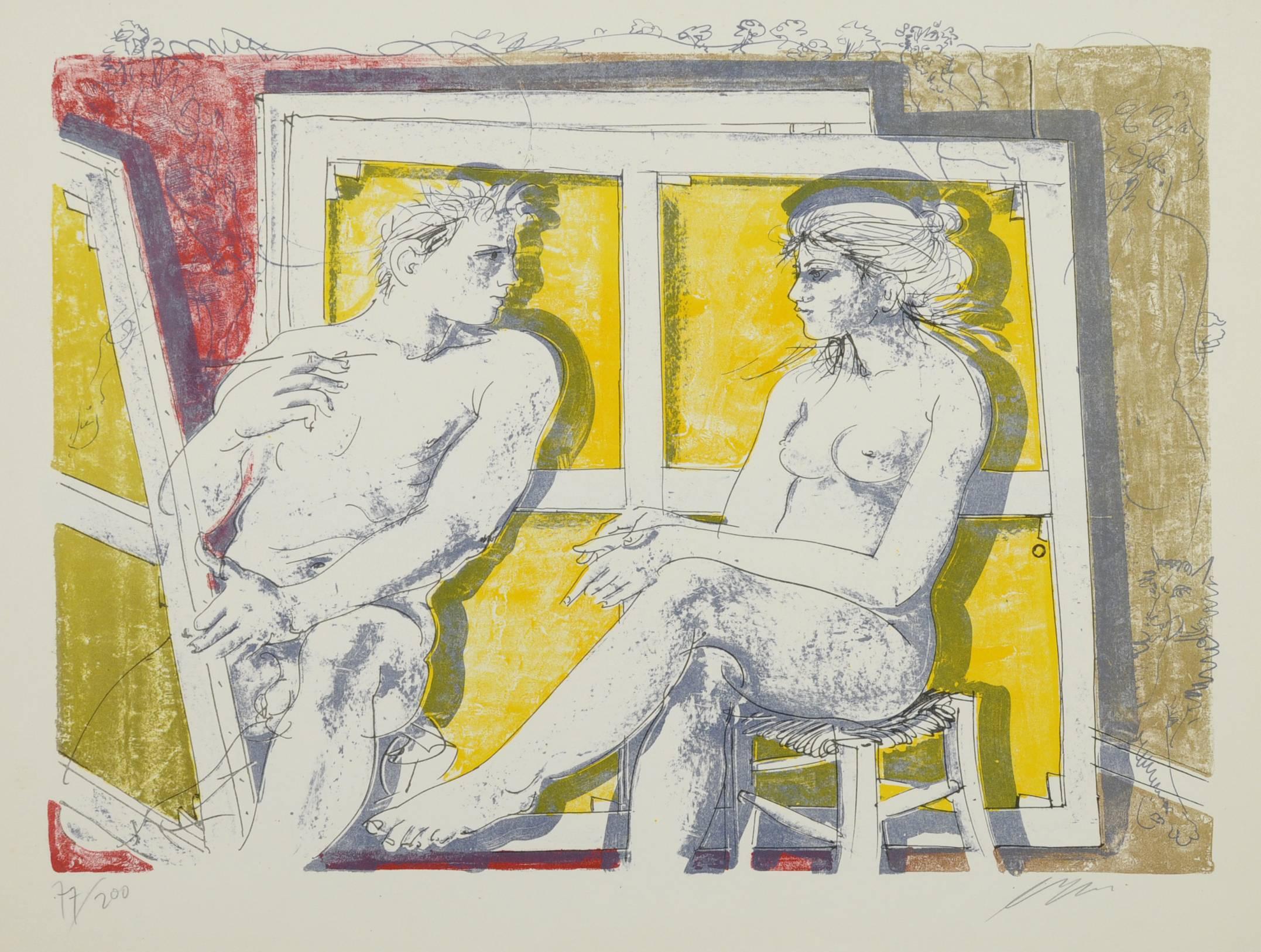Der Maler und sein Modell – Print von Hans Erni
