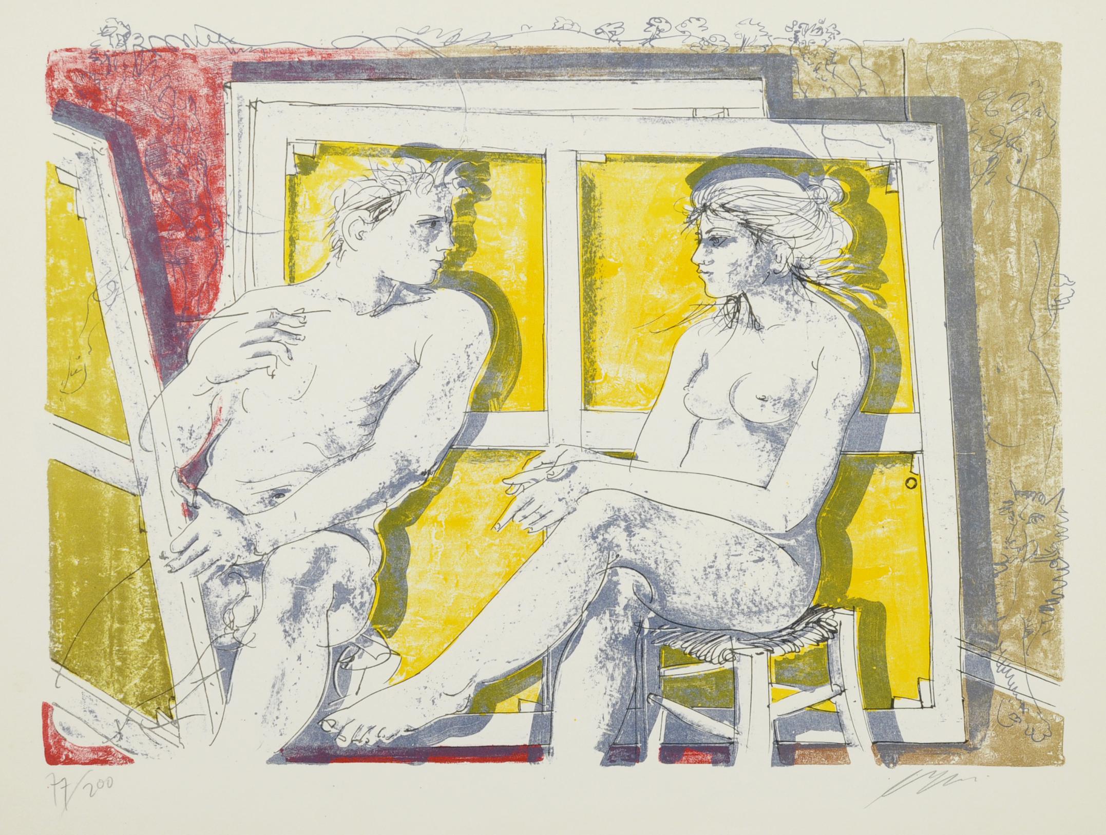 Hans Erni Nude Print - Le Peintre et Son Modele
