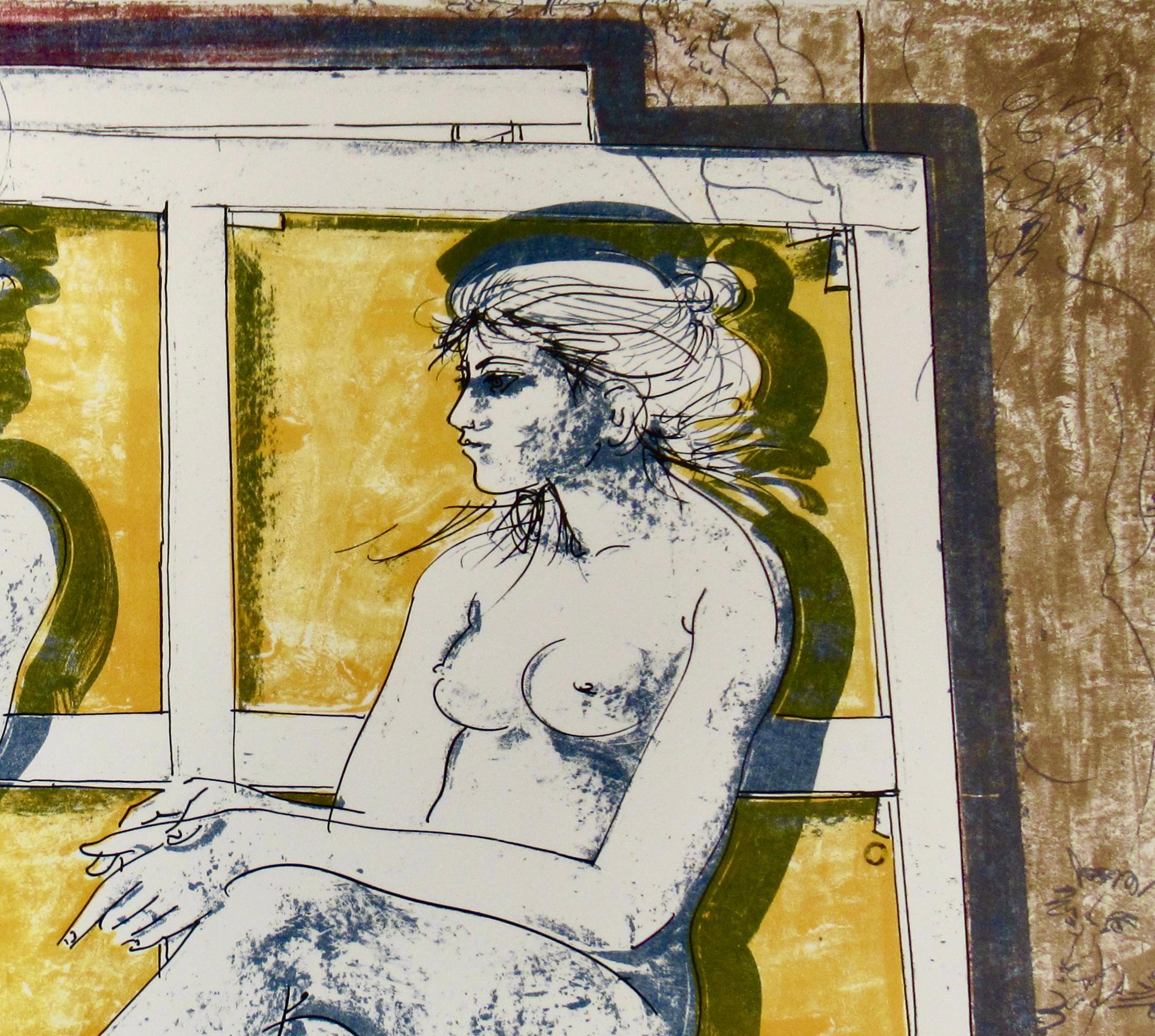 The Peintre et son Modele (Le peintre et son modèle) - Expressionnisme abstrait Print par Hans Erni