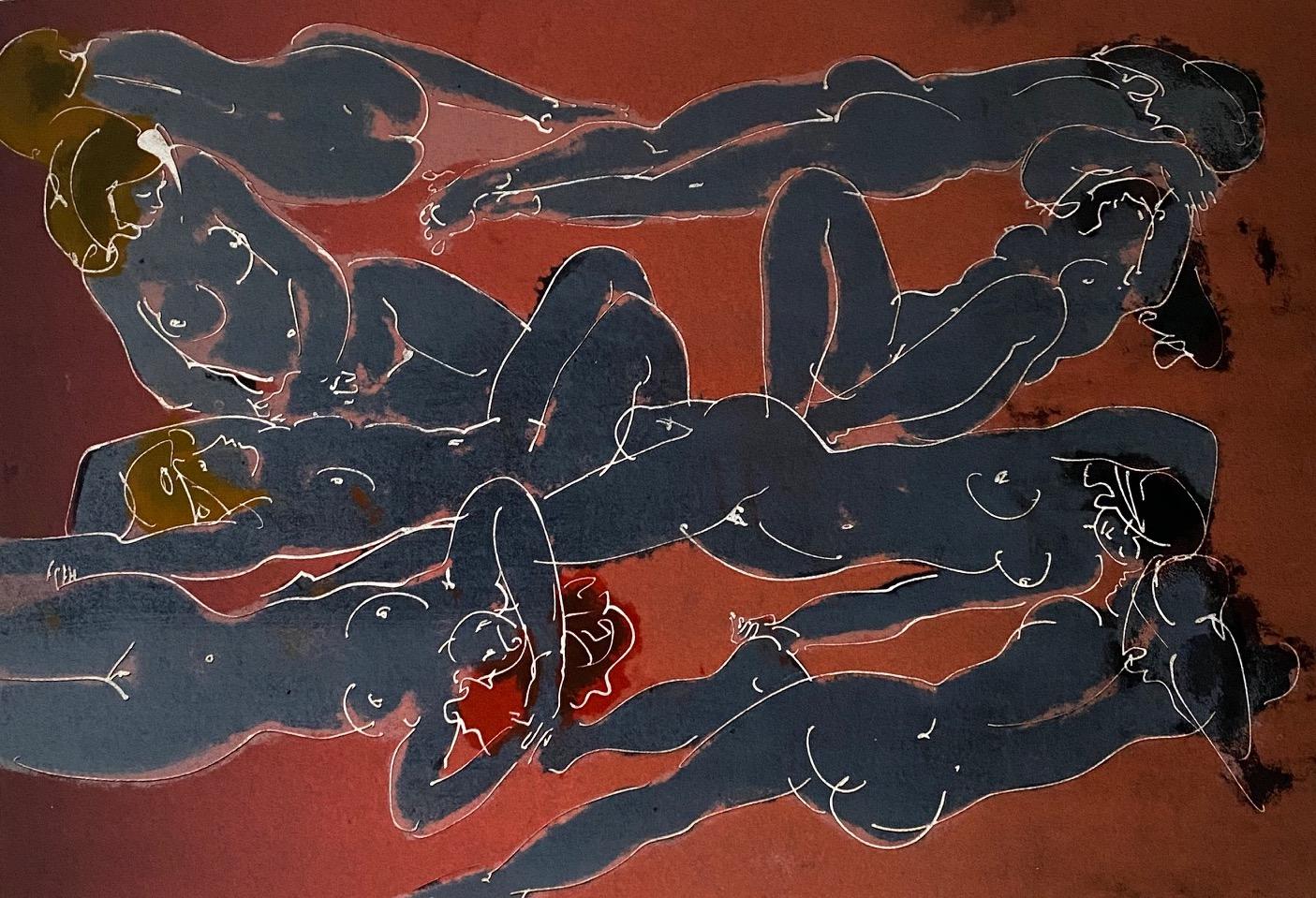 Nudes 2, Israel by Hans Erni - Lithograph 50x70 cm