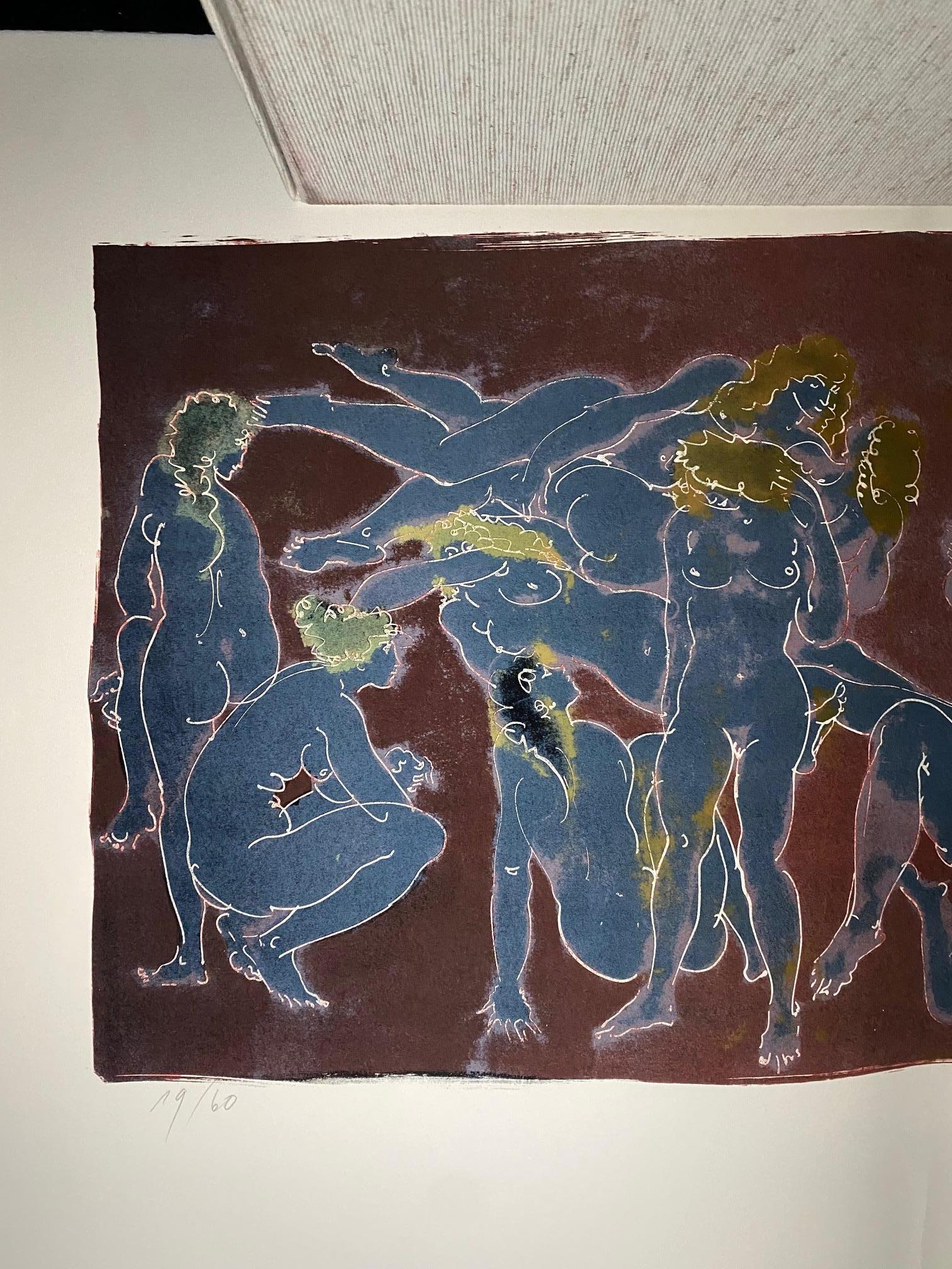 Nudes, Israel (1966) by Hans Erni - Lithograph 50x70 cm For Sale 1