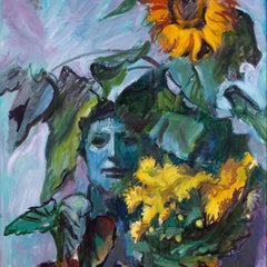 Sunflower and mask, 1982 oil on canvas by Hans Feibusch, British