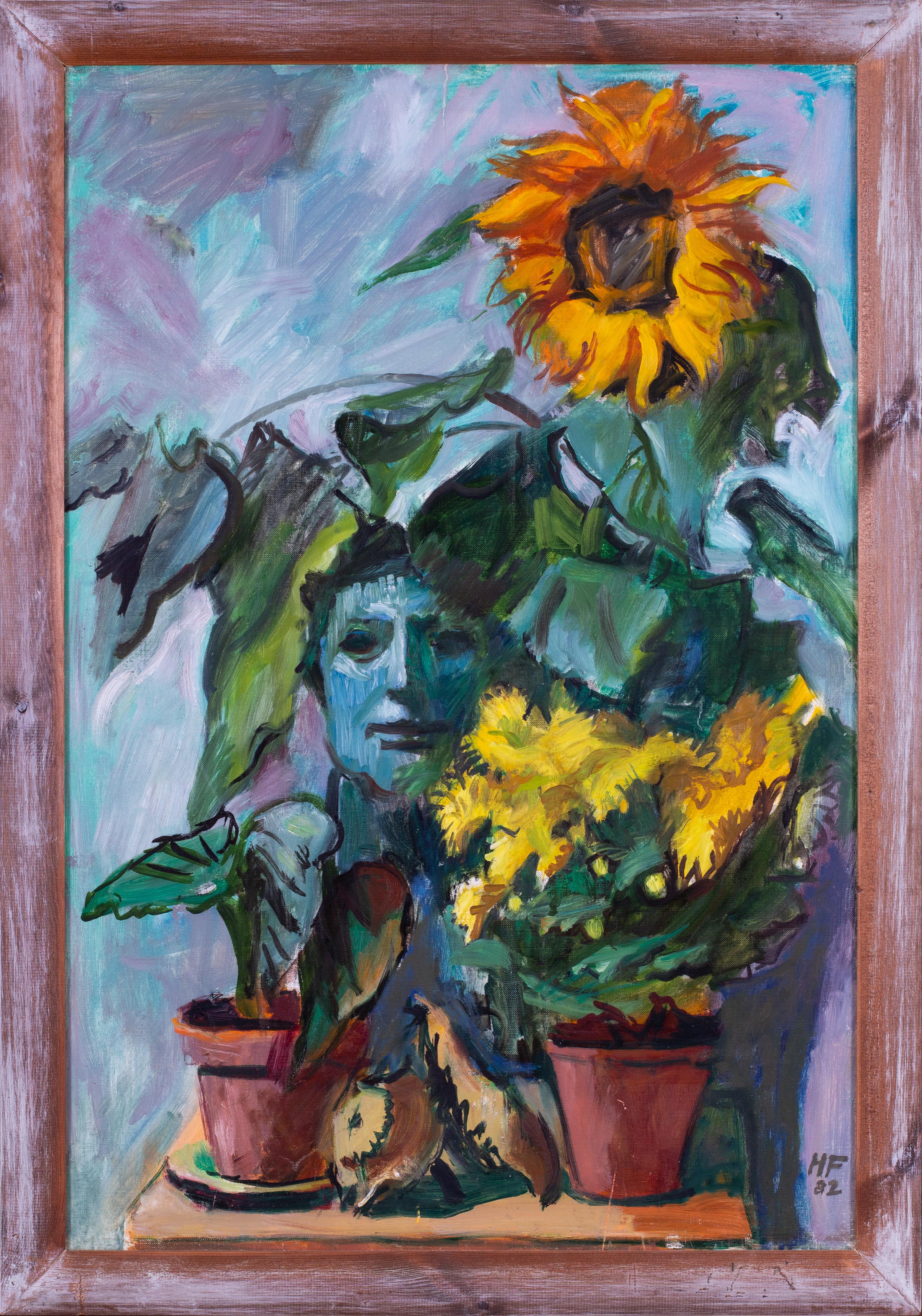Hans Feibusch (German / British, 1898 – 1998)
Sunflower and mask
Oil on canvas
Signed with initials and dated ‘HF 82’ (lower right)
30 x 20in. (76.3 x 51 cm.)
Provenance: From the estate of the artist and thence by descent

Hans Feibusch, born in