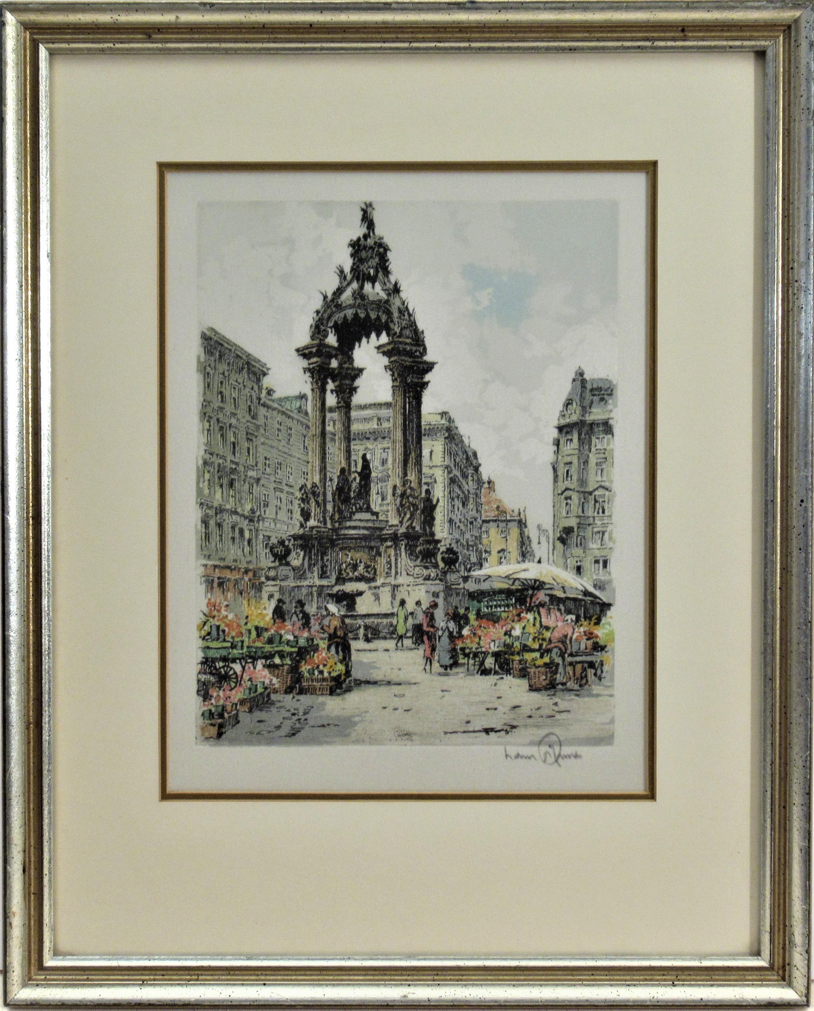 Figurative Print Hans Figura - Marché des fleurs