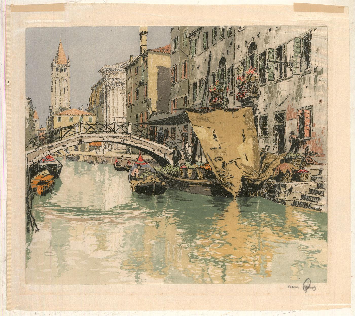 Hans Figura - Mid 20th Century Etching, View of Venice 1