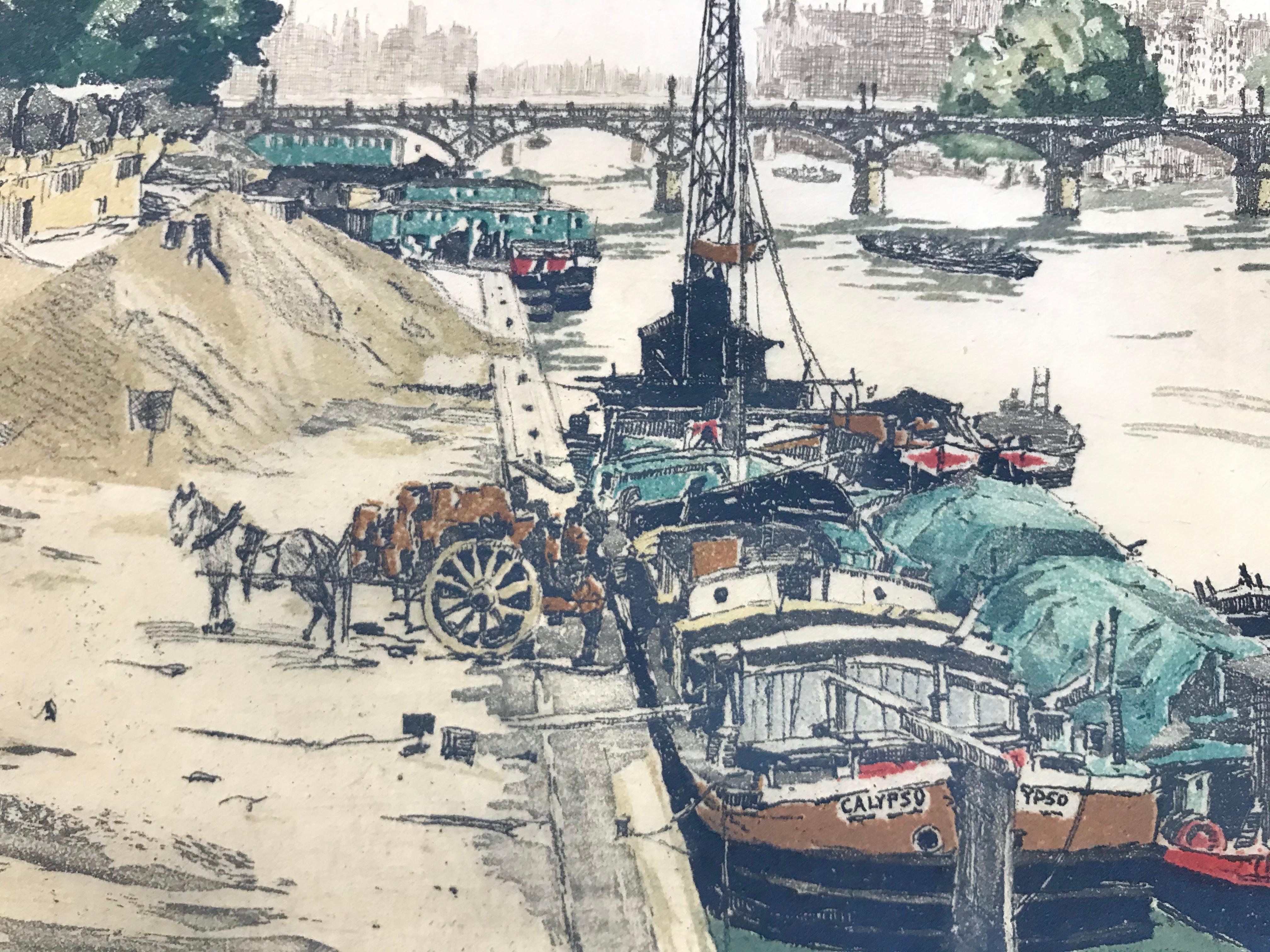 Seine an der Seine, Paris (Grau), Landscape Print, von Hans Figura