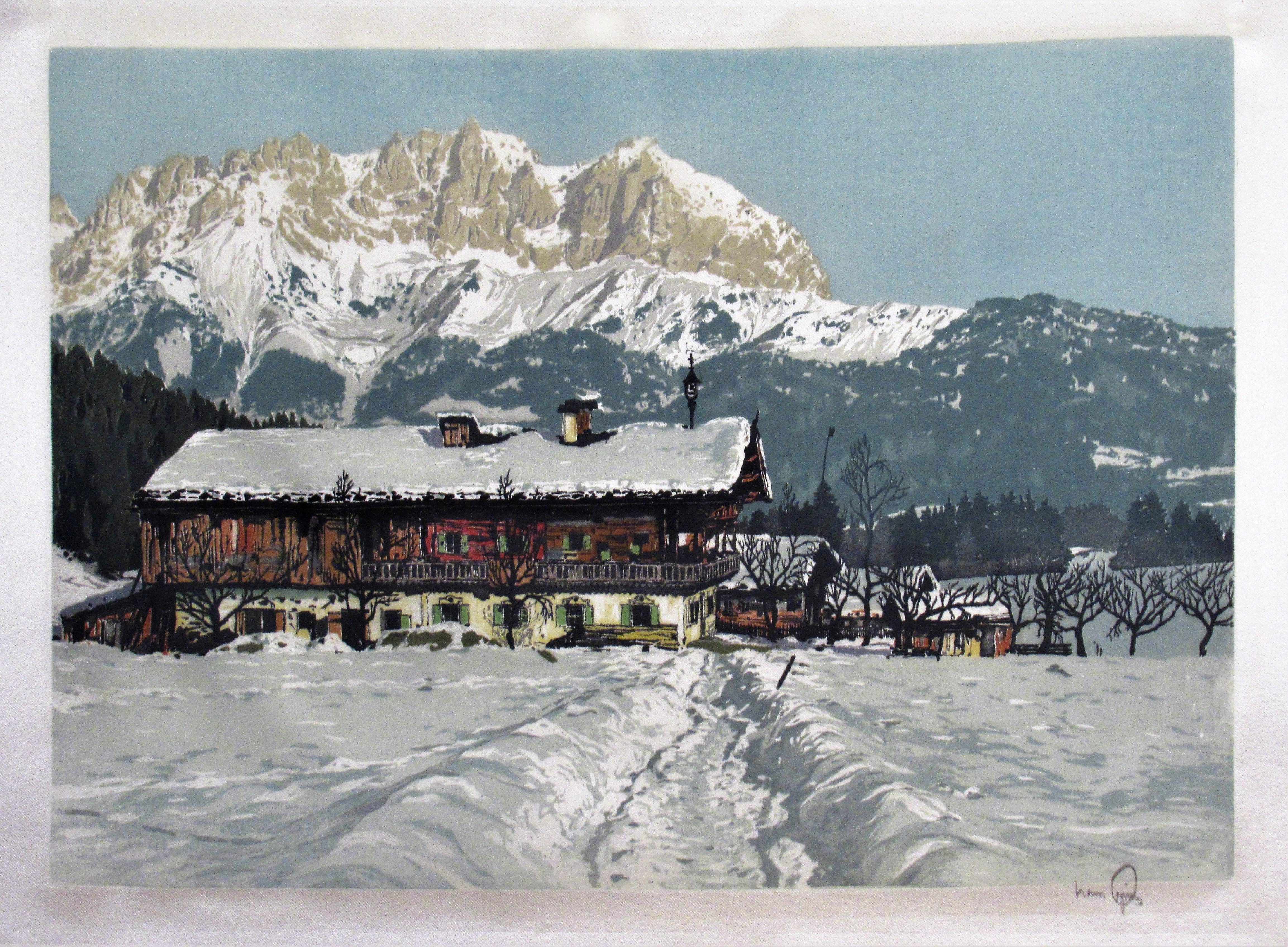 Peak of Wilder Kaiser, Kitzbuhelhom, Tyrol Alps - Print by Hans Figura