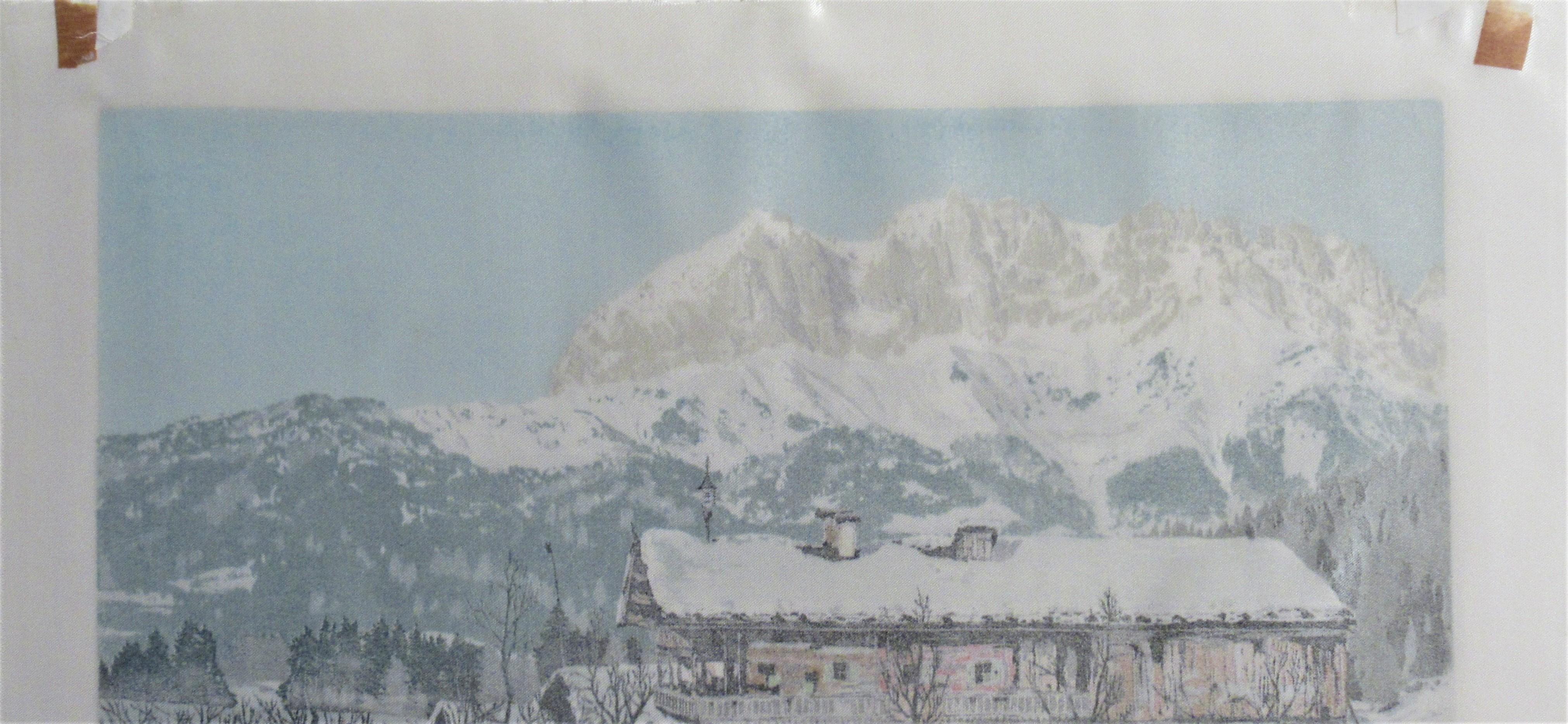 Peak of Wilder Kaiser, Kitzbuhelhom, Tyrol Alps - Gray Landscape Print by Hans Figura